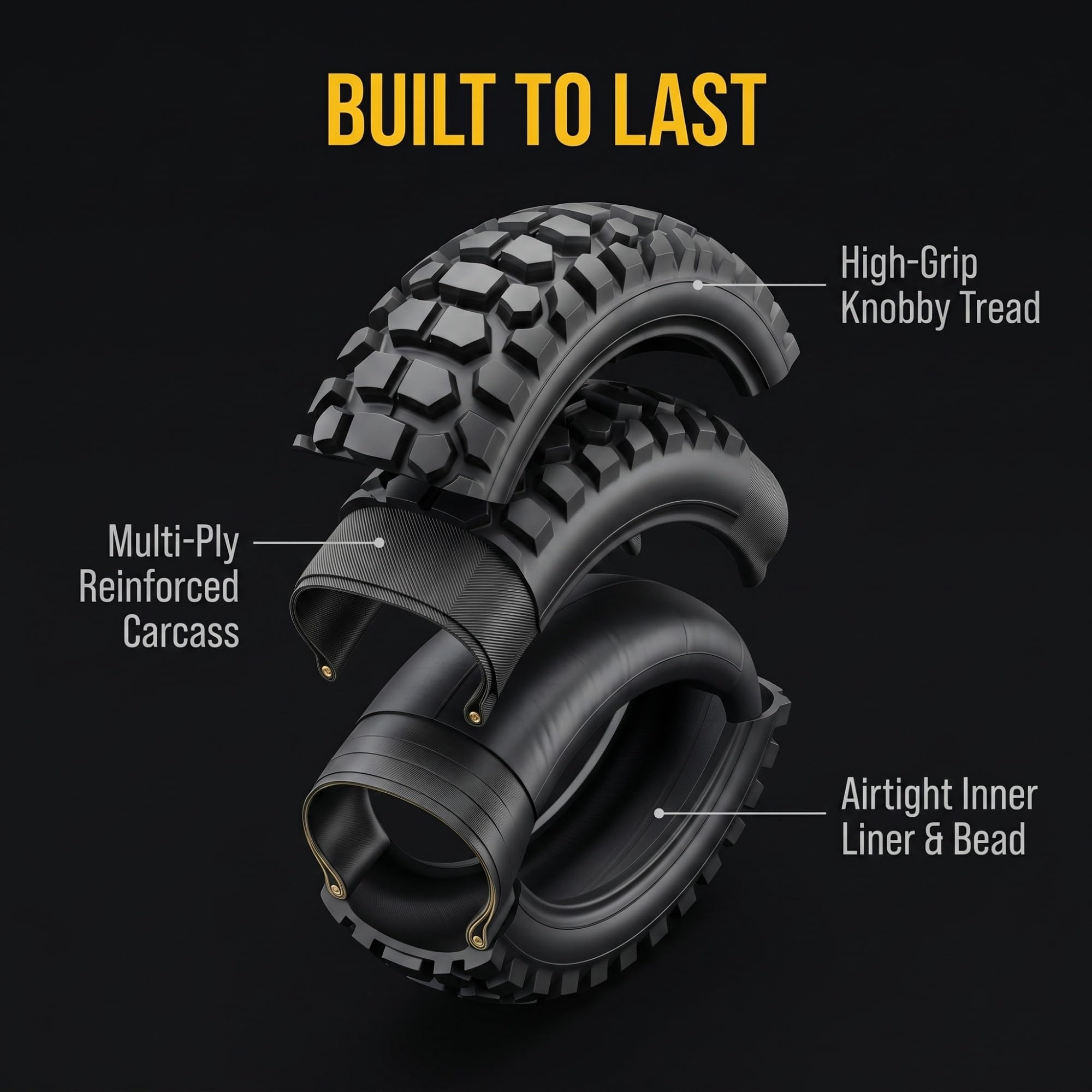 2.75-18 Pneu Moto Tubeless pour Jante 18 Pouces 2.75/18 8 Plis 48P 300kPa 195kg Charge Max 2.75 18 Profil Tout-Terrain
