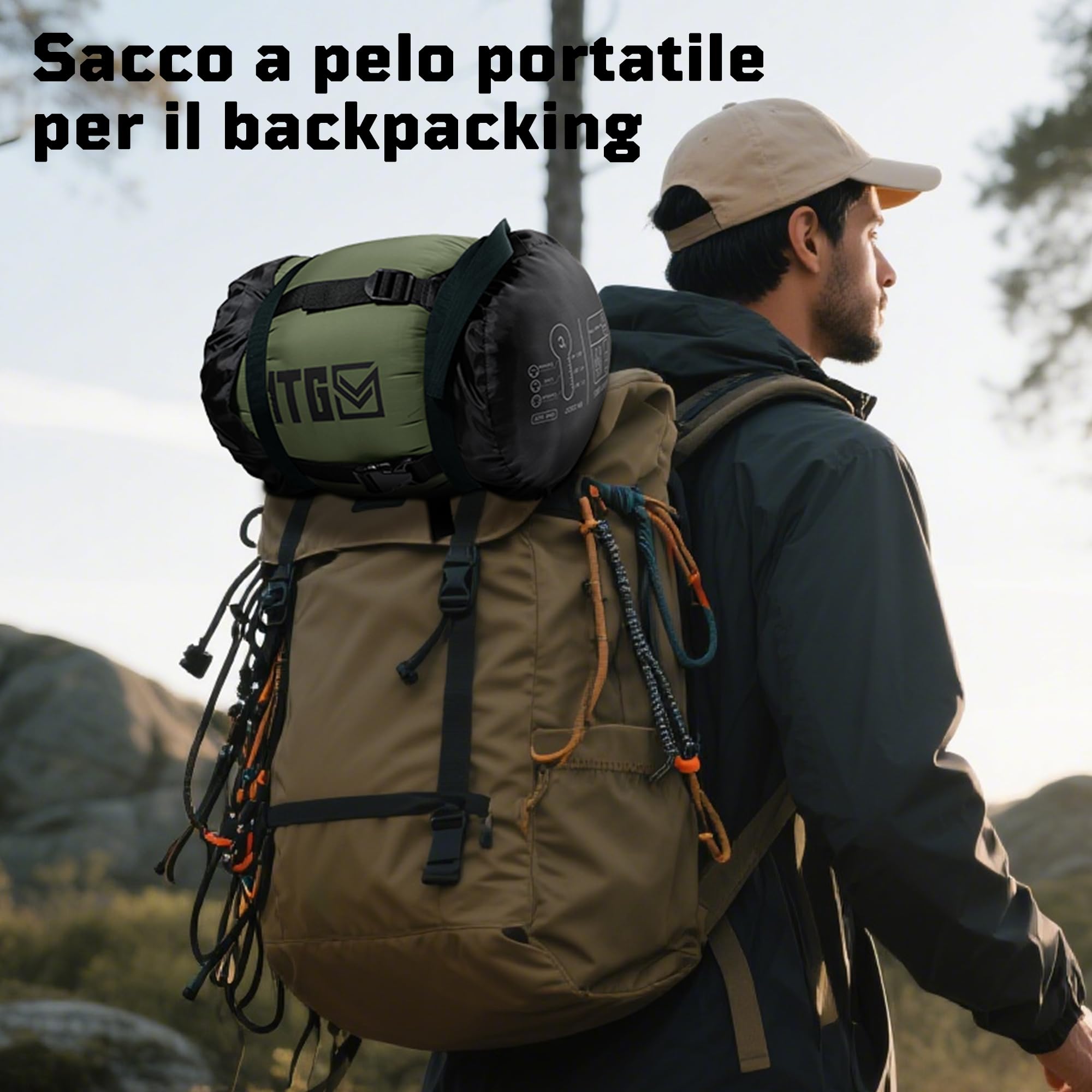 Sacco a Pelo Mummia Adulti 3-4 Stagioni 0-10°C | Leggero e Compatto (1,76 kg) | Impermeabile, fino a 185 cm | Campeggio, trekking e alpinismo