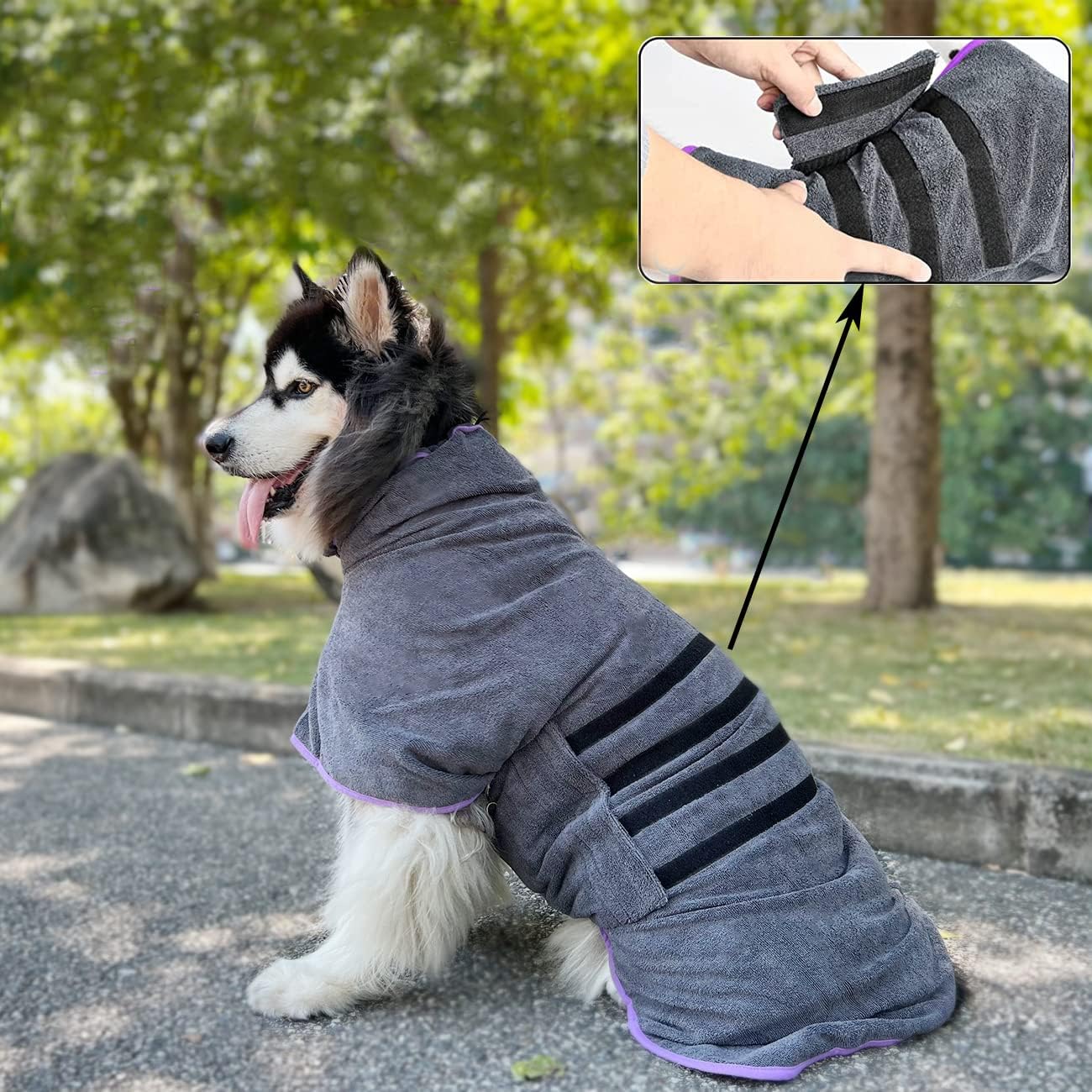 Peignoir pour Chien, Peignoir Chien Super Absorbante, Peignoir Chien élastique Réglable, Peignoir Bain Chien à Séchage Rapide pour Chiens de Taille Moyenne/Grande