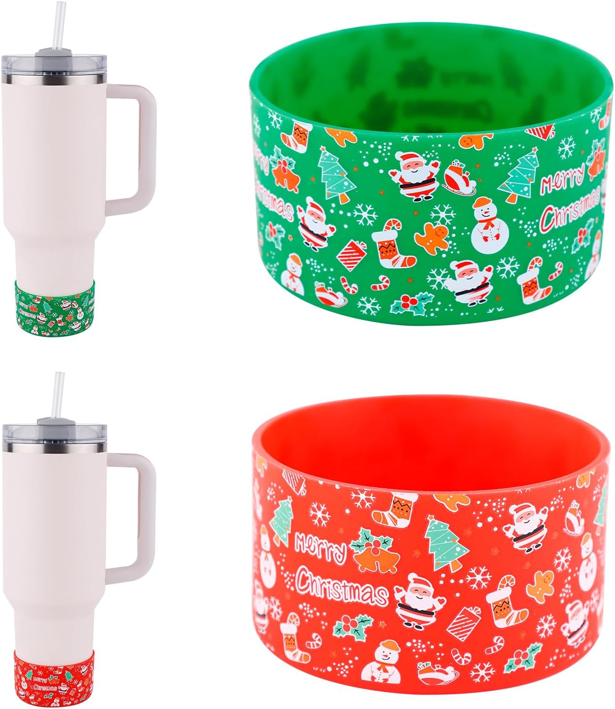 2pcs Christmas Boot for Stanley Cup, Silicone Boot Sleeve for Stanley