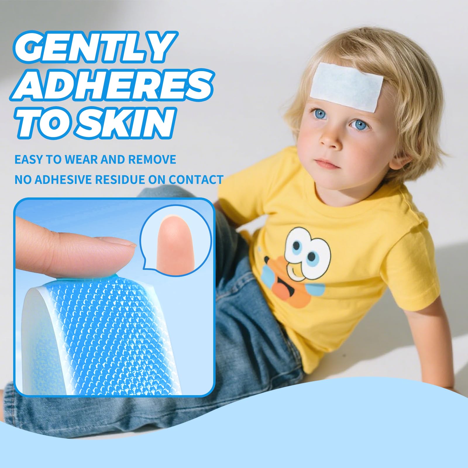 Kühlende Gel-Pflaster für Kinder (20 Blatt) – beruhigende Linderung bei Fieber und Kopfschmerzen, Kinder-Fieberpflaster, Kühlpflaster, sofortige Kühlpackung, weich und sanft für Kinder und Erwachsene