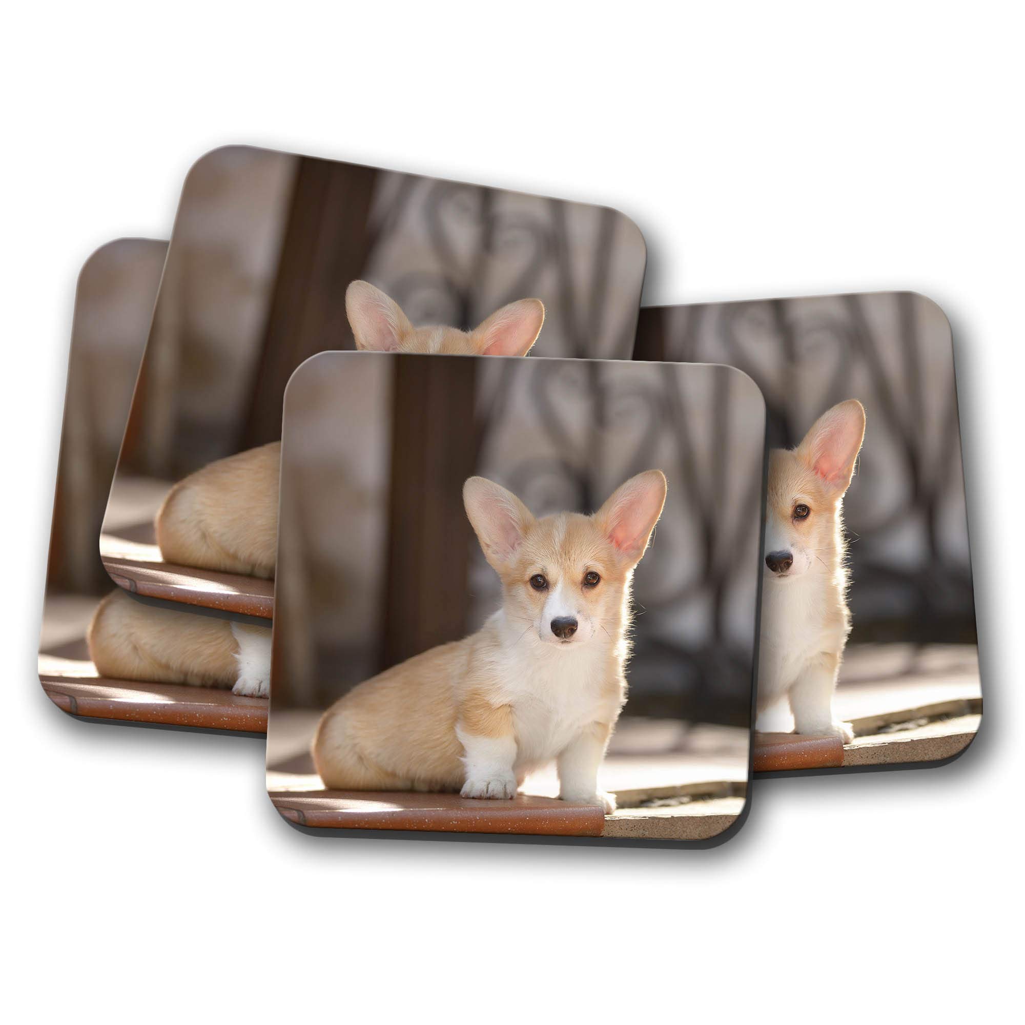 4 Set - Cute Corgi Puppy Coaster - Dog Puppies Animal Mum Auntie Fun #8635