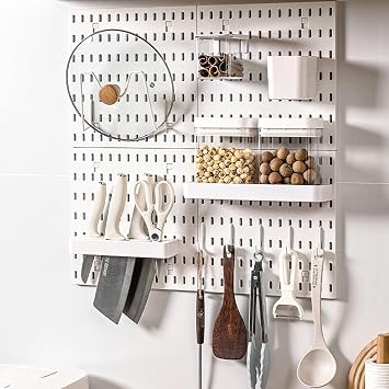 4PCS 30x30cm Pegboard Combination Kit, Wall Organiser Pegboard