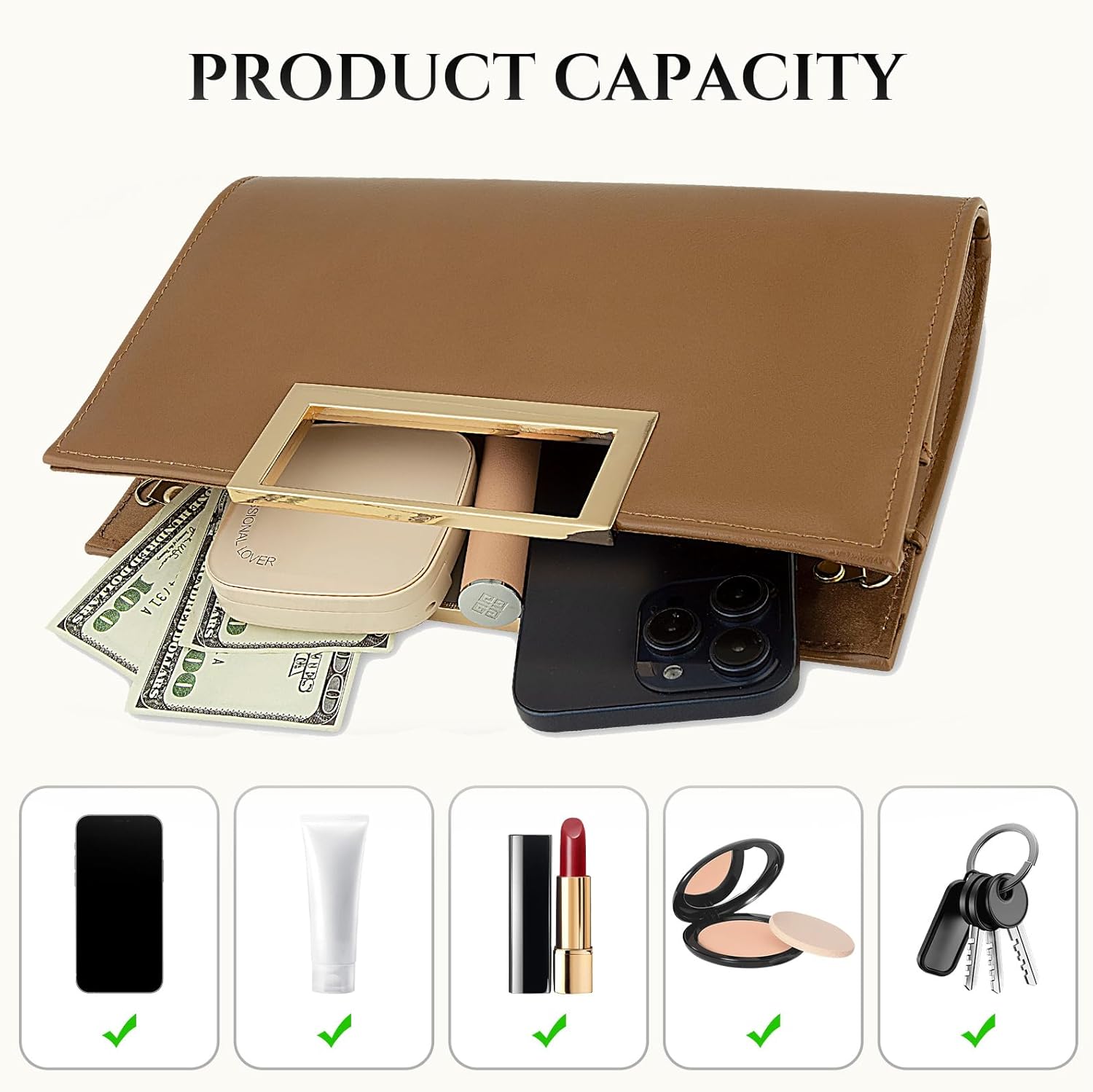 Gets Clutch Purses for Women PU Leather Evening Handbag for Formal Wedding Party Clutches Small Crossbody Bag with Chain - Image 5