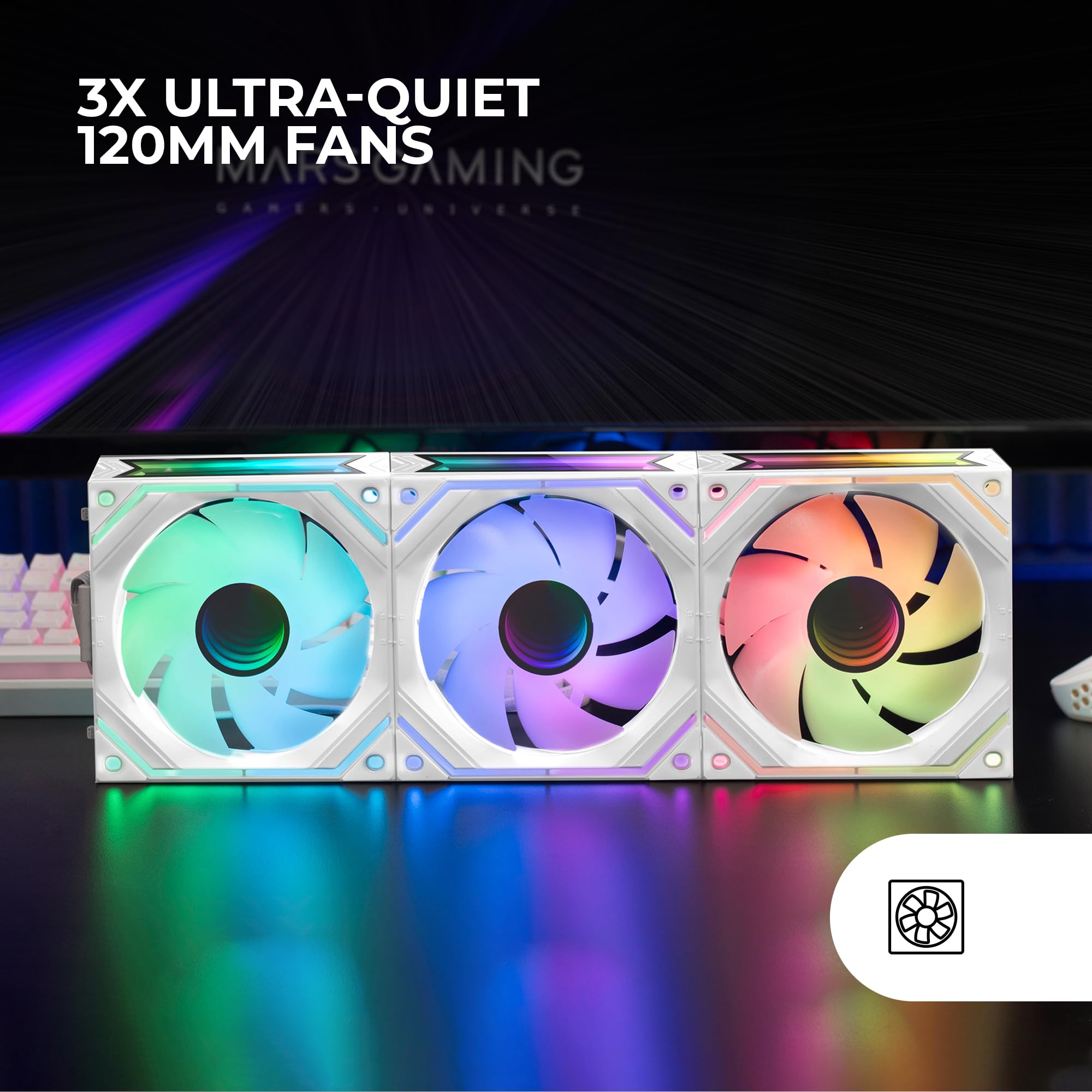 Mars Gaming MFD, Ventilador 120mm CHROMA RGB Dual Automático, Ultra Silencioso 14dB, Conexión Molex 4PIN, Sistema Antivibraciones, Transparente — view 76