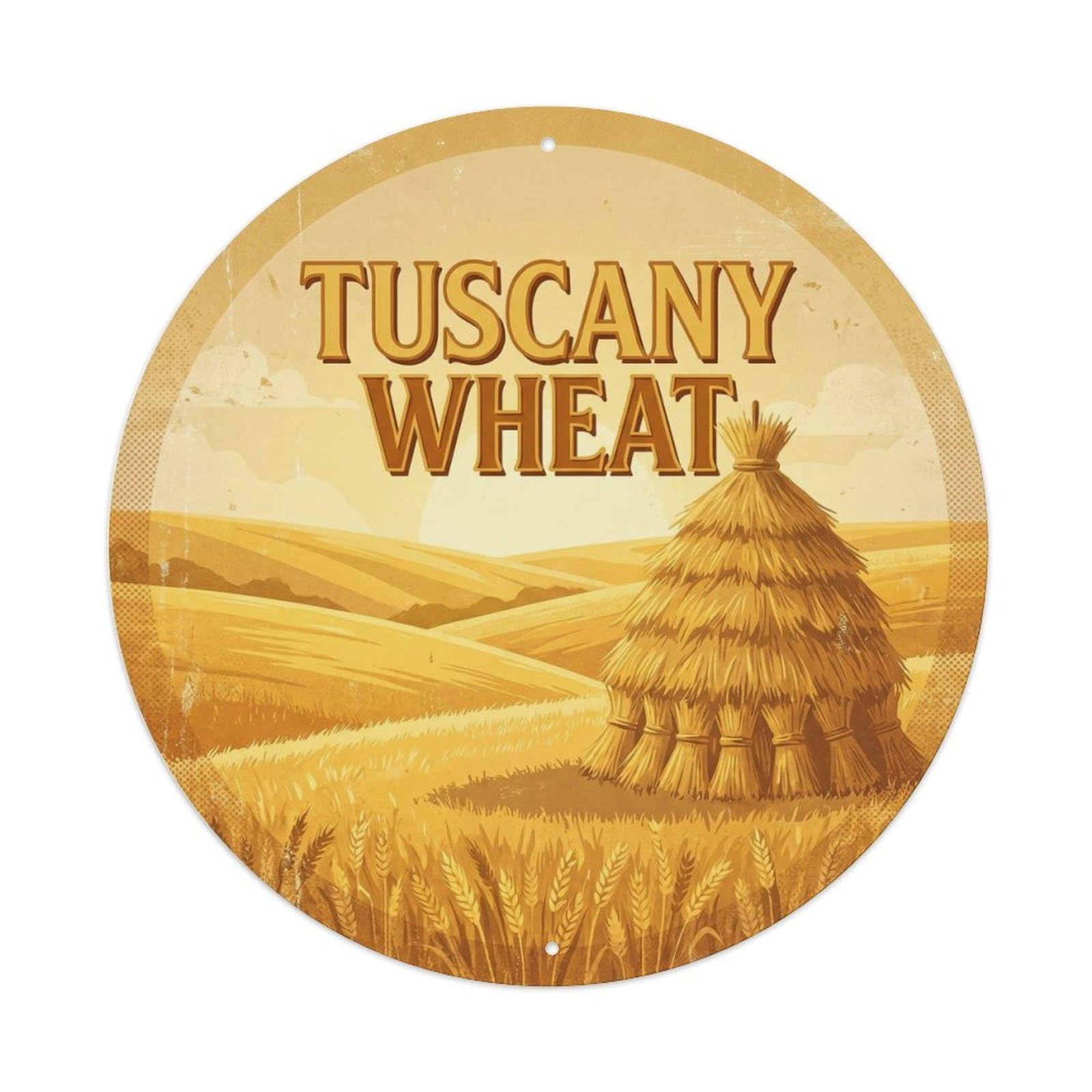 Classic Tuscany Italy Wheat Field Landmark Travel Metal Tin Sign