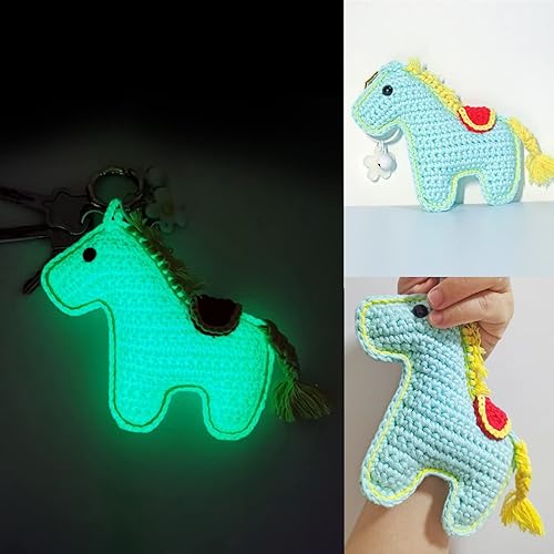 Miniatura 5 de 5 piezas de hilo que brilla en la oscuridad suministros de costura 55 yardas para ganchillo para manualidades manualidades y costura principiantes