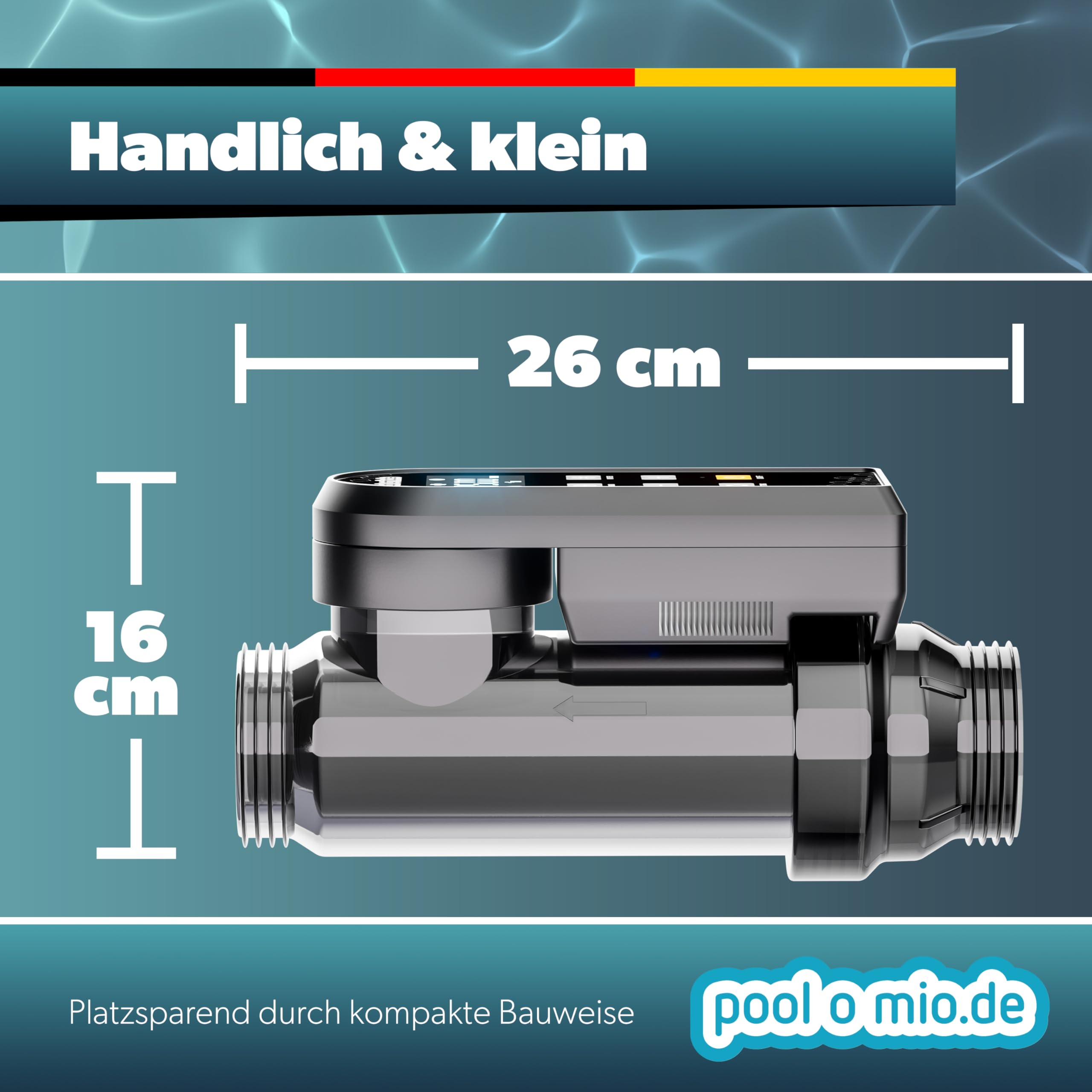 poolomio® Chlorinator Pool bis 55.000L | Salzelektrolysegerät 15g/h mit Smarter App-Steuerung & Titanzelle | Salzanlage zur chemiefreien Wasserpflege | Pool Salzwassersystem mit Dosierautomatik
