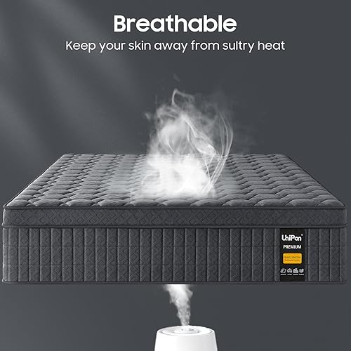 Miniatura 8 de Colchón extra firme tamaño Queen, colchón híbrido de 10 pulgadas con soporte extra de espalda y cadera lumbar, sin fibra de vidrio, prueba de 365