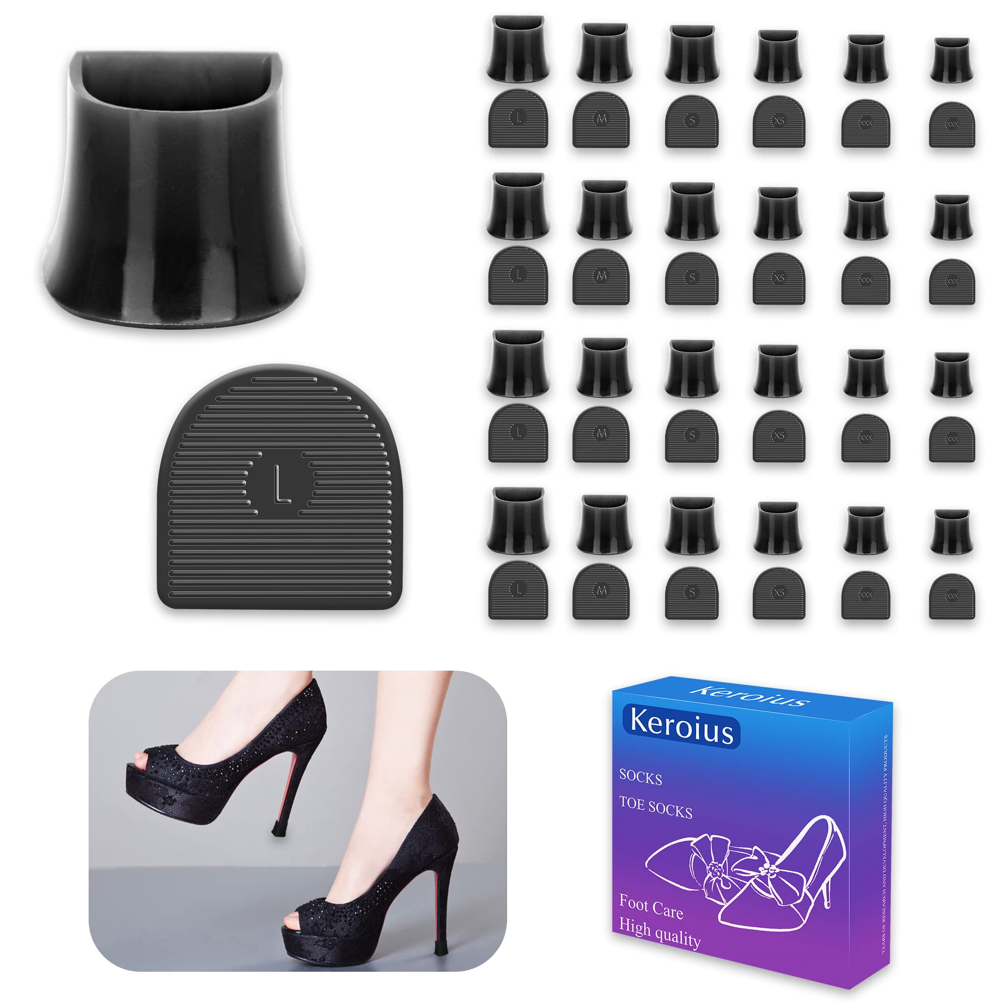 24 Pairs 6 Sizes Heel Protective Heel Caps,High Heel Protectors Tip Covers, Noise Reducing Non-Slip Heel Caps for High Heels,Perfect for Weddings, Races, Formal Occasions and Events