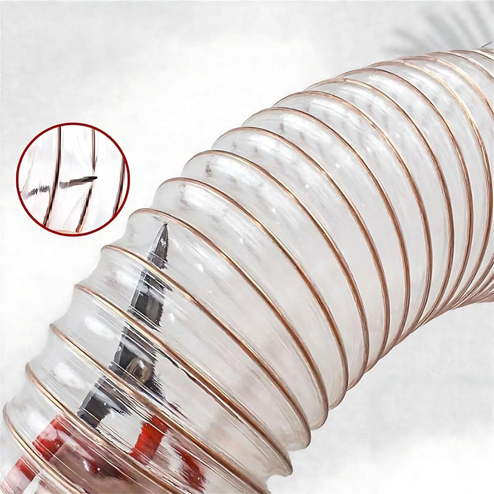 Manguera flexible de recogida de polvo de PVC transparente con alambre de acero al carbono, 1,2 mm de grosor, 1 m de longitud para sistemas industriales de extracción y vacío