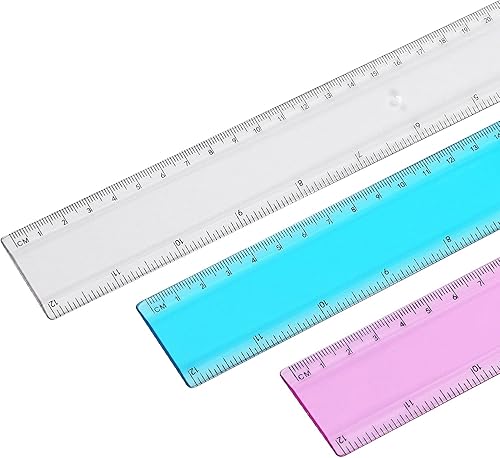 Miniatura 3 de Regla de plástico de color, regla recta, herramienta de medición de regla de colores surtidos, juego de reglas de 12 pulgadas, paquete de 6