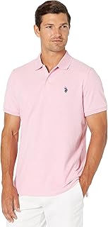 U.S. Polo Assn. Men's Standard Solid Interlock Shirt, Pink Sunset Heather, S