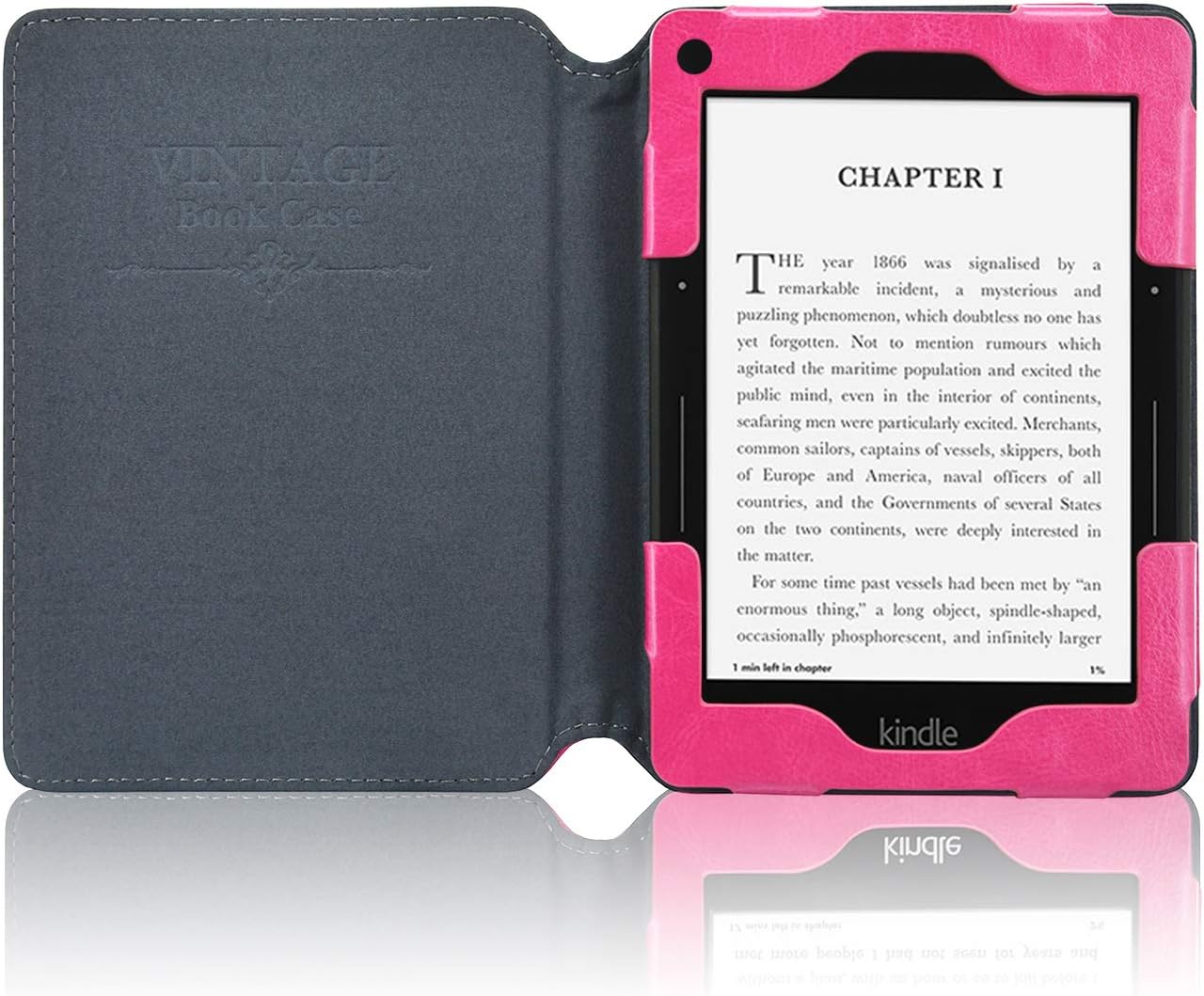 ACdream Case Fits Kindle Voyage 2014 Release, Folio Smart Cover Leather Case with Auto Wake Sleep Feature for Amazon Kindle Voyage, Hot Pink