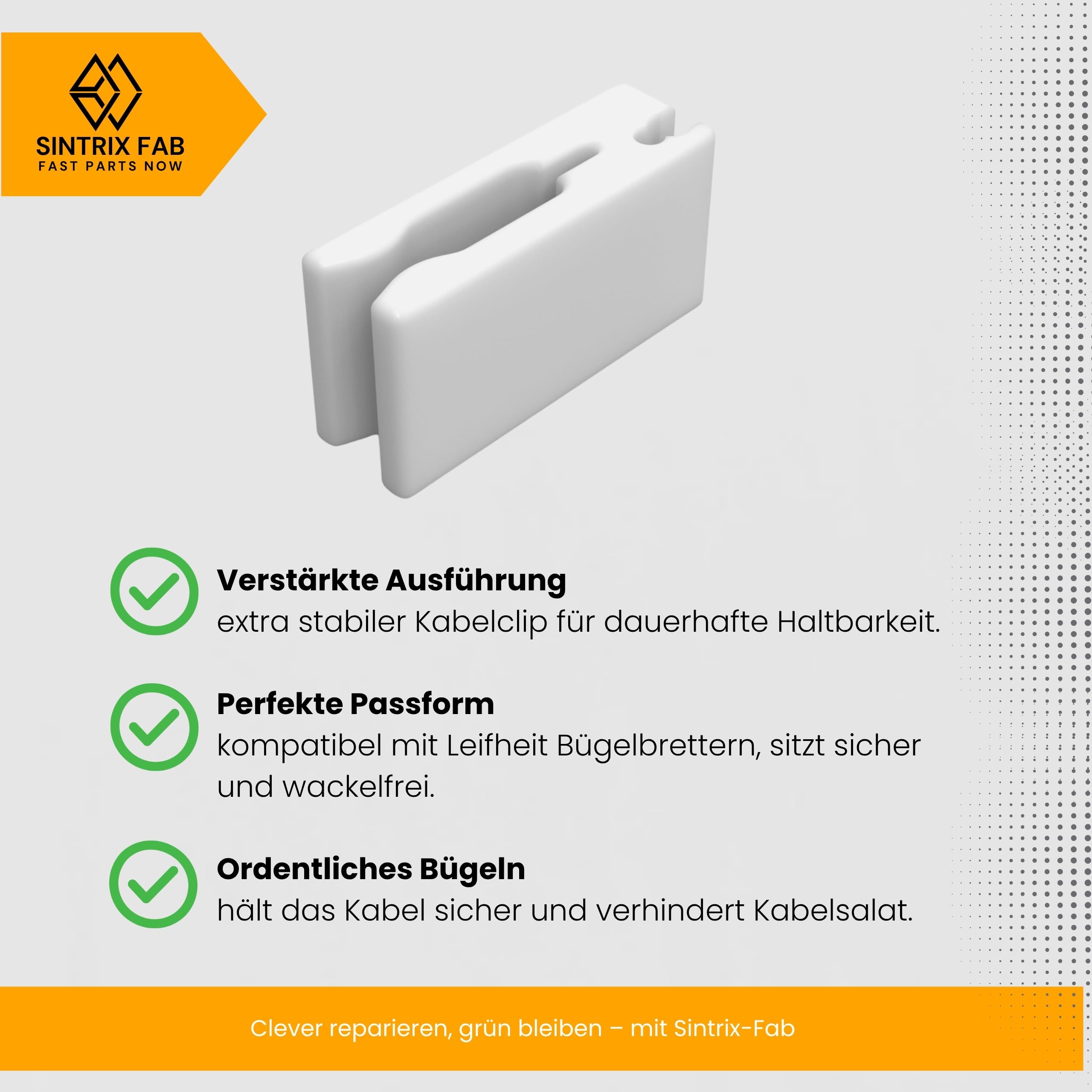 ULEIVA Vervangende kabelclip, wit, compatibel met Leifheit strijkplank, strijkplank, clip, kabelhouder, wit