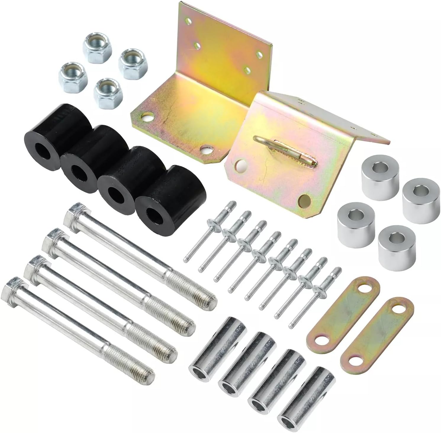 [Renewal Part] Lower Roller Bracket Kit Bundle with Rollers & Hardware for Peterbilt 379 [Replacement]