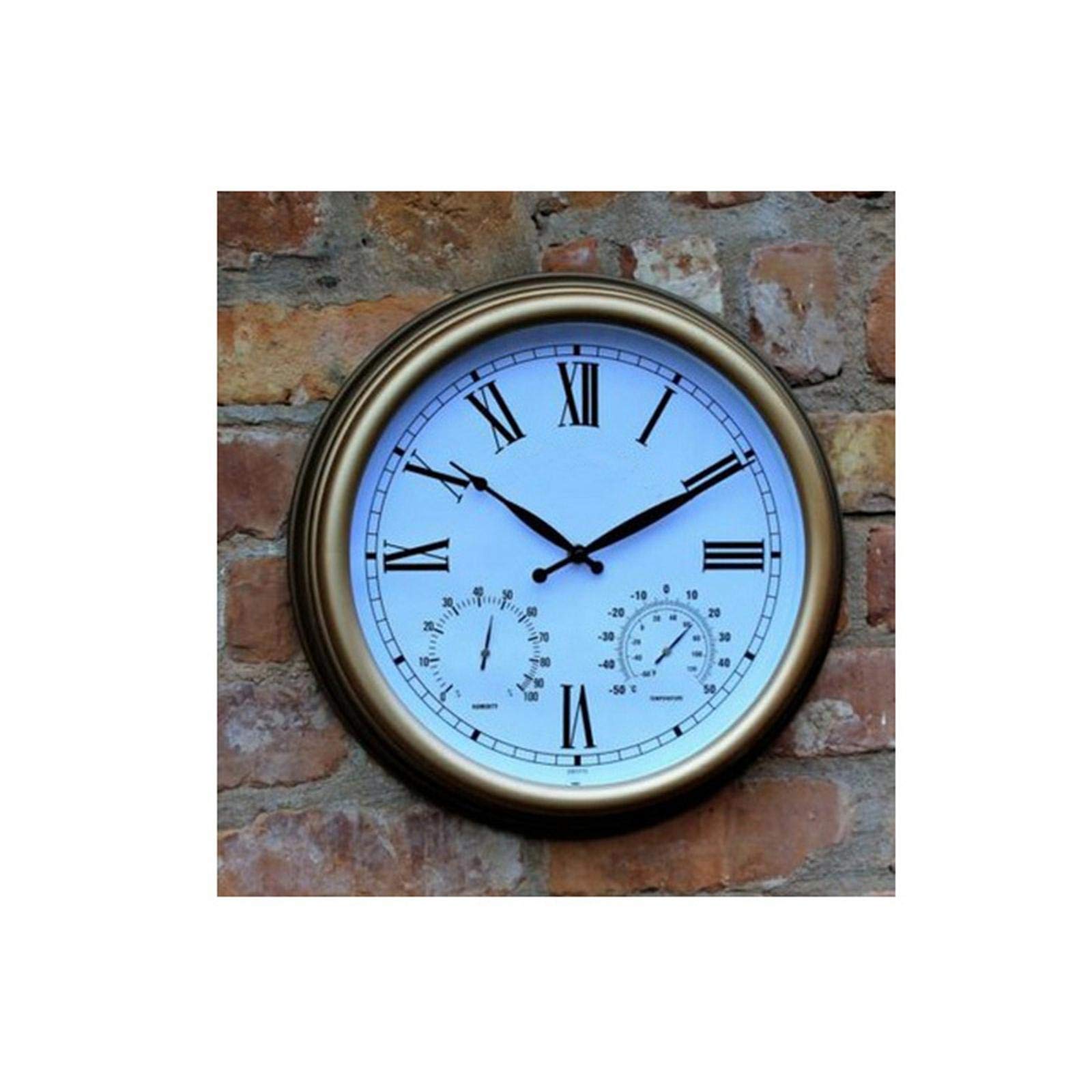Zegary ogrodowe zewnętrzne wodoodporne, 38 cm vintage cyfry rzymskie zegary zewnętrzne do ogrodu montowane na ścianie z termometrem higrometrem cichy zegar kwarcowy zegar zewnętrzny