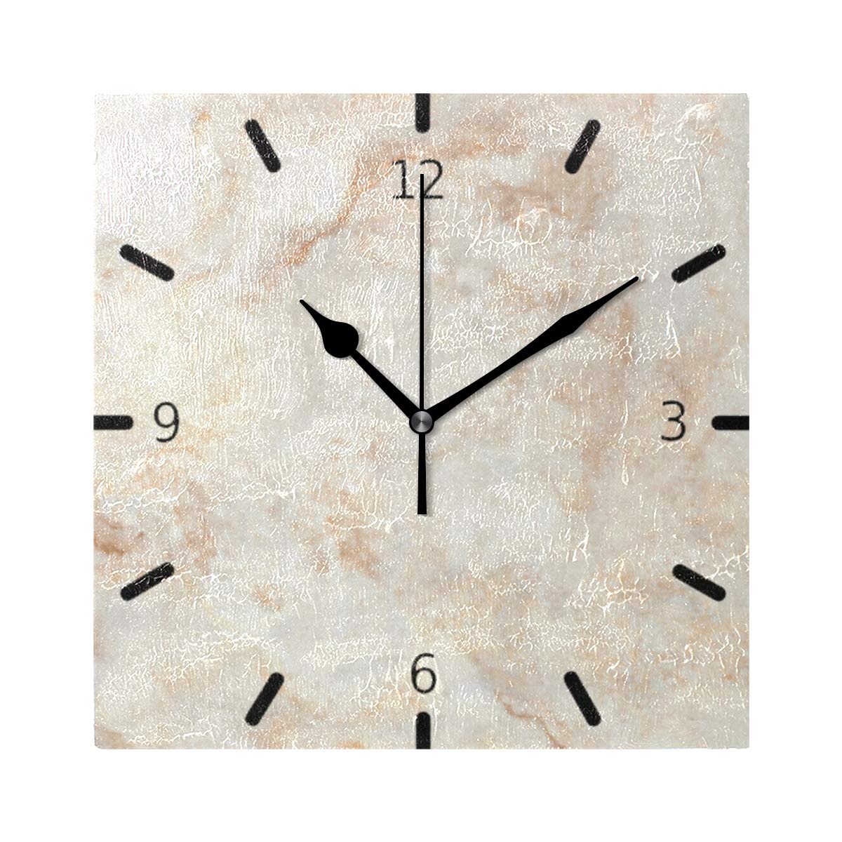 Baofu Striped Wall Clock Square Vintage Colorful Silent Non Ticking Battery Operated Accurate Retro Christmas Decorative for Kitchen Living Room