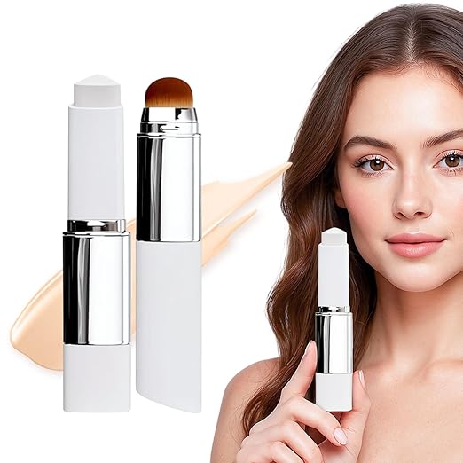Color Changing Foundation Stick, 2026 Neu 2-in-1 Farbwechselnder Foundation Stick, White Foundation mit Pinsel, Korean Foundation Makeup, Gesichtsgrundierung für Alle Hauttypen (02# Natural)