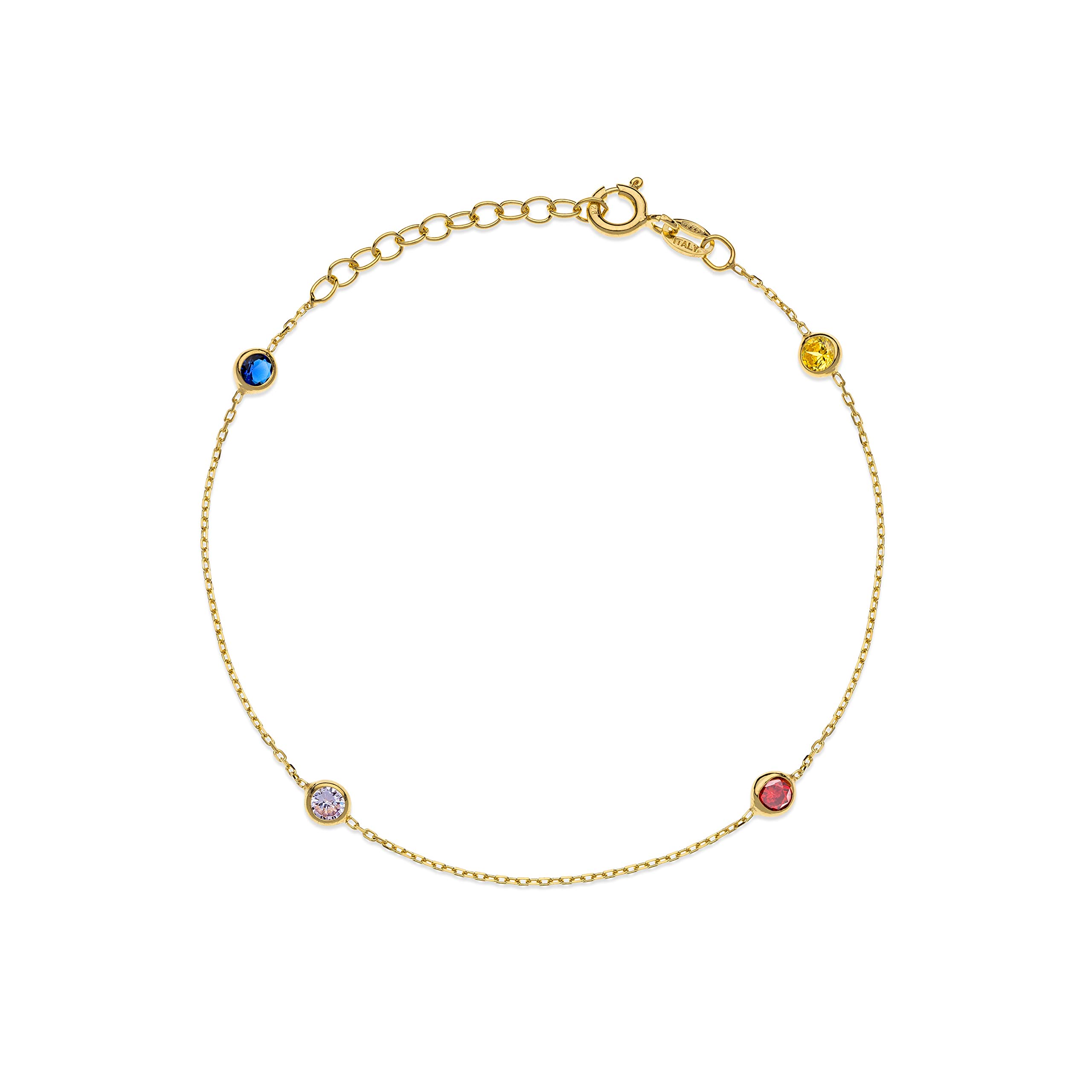 Bracciale con Pietre Colorate in Argento 925 Placcato Oro 18k – Aka Gioielli