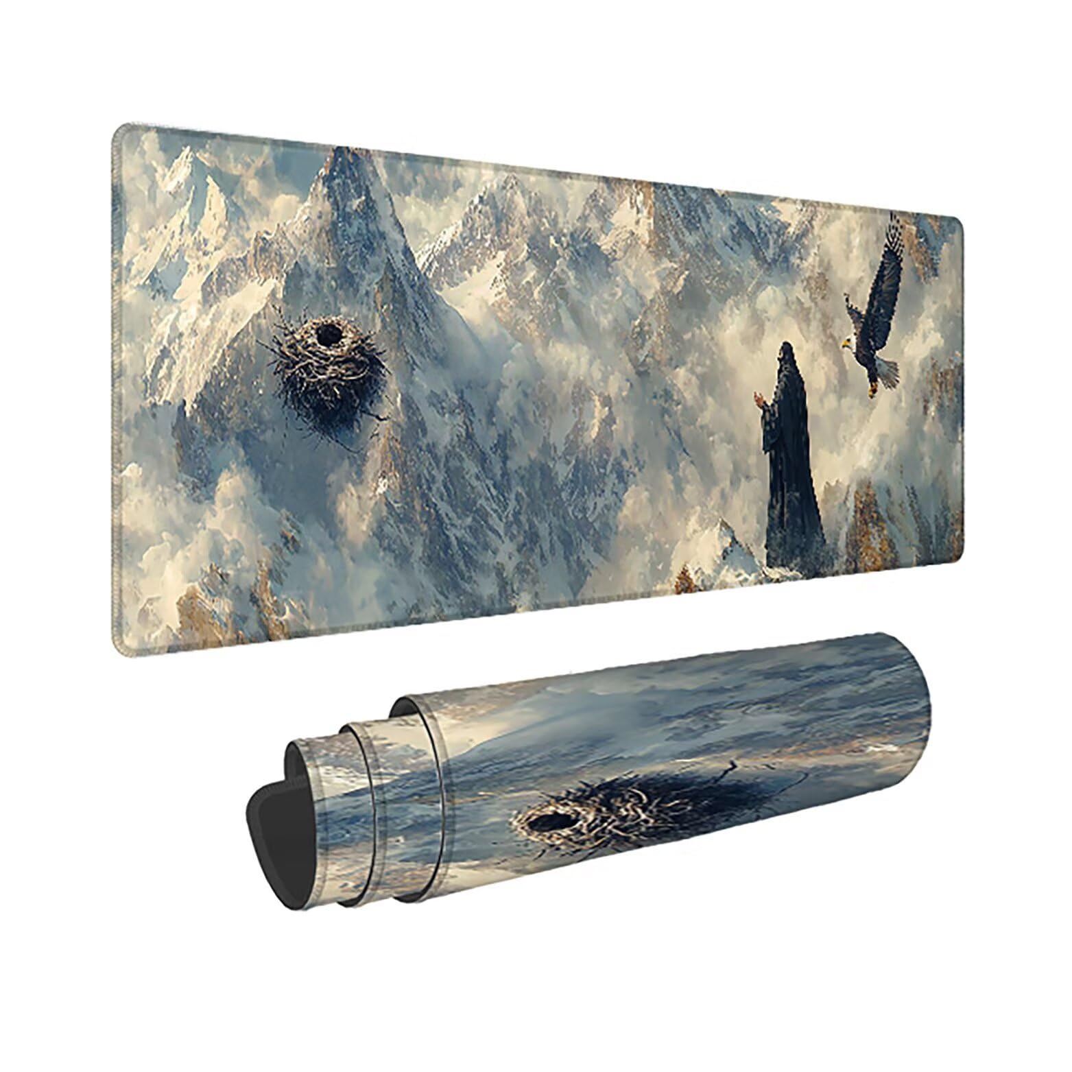 Podkładka pod mysz do gier XXL w dolinie krajobrazu, mata na biurko XXL - 1400 x 600 x 3 mm - pod ręką biurko, podkładka pod mysz dla graczy antypoślizgowa gumowa podkładka zszyte krawędzie, dla