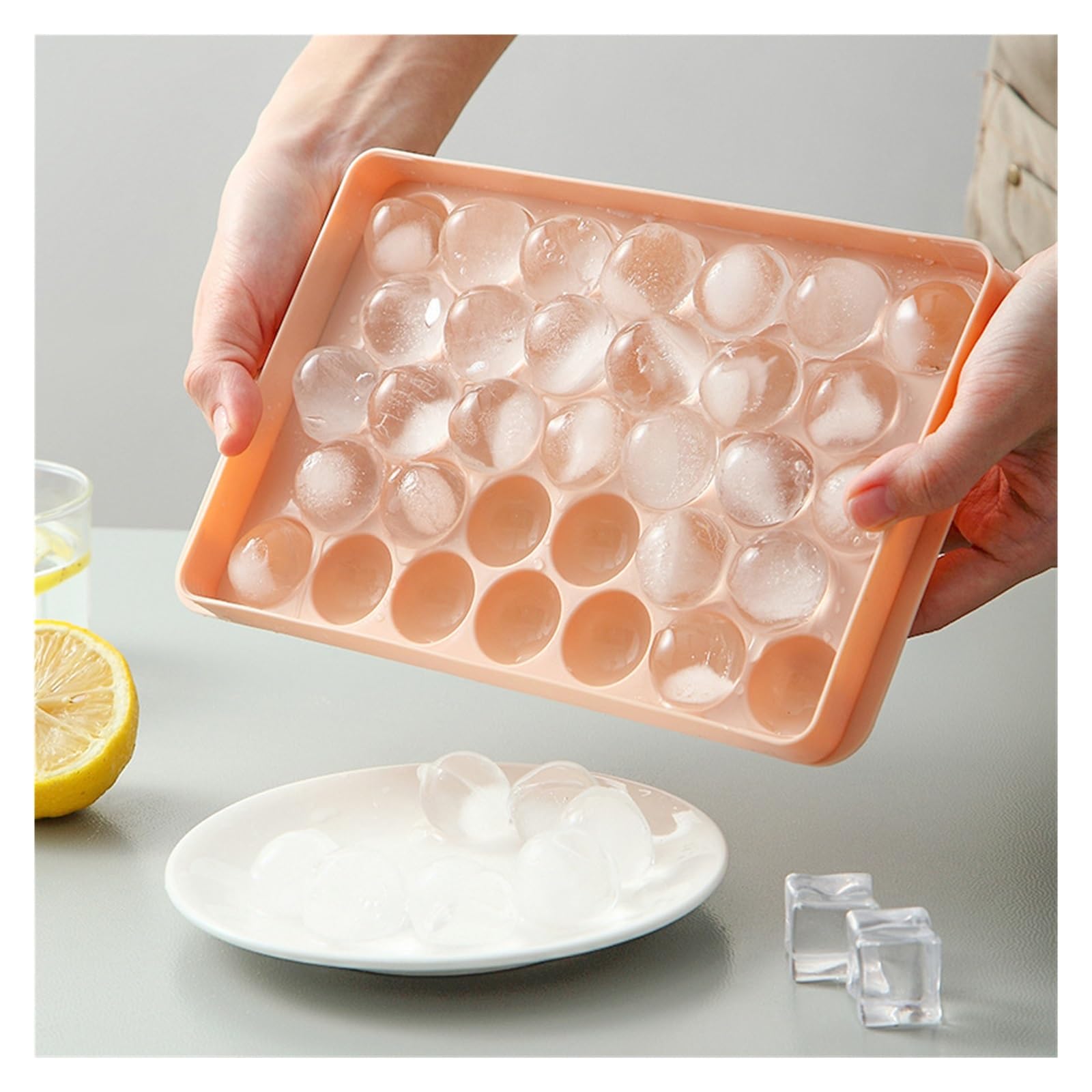 Bandeja de Cubitos de Hielo Redondo Colorido Rombo Caja de moldes de Hielo Bandeja Fabricante de Cubos Formas de moldes de plástico PP Molde de Grado alimenticio Accesorios de Cocina Gadgets (Color :