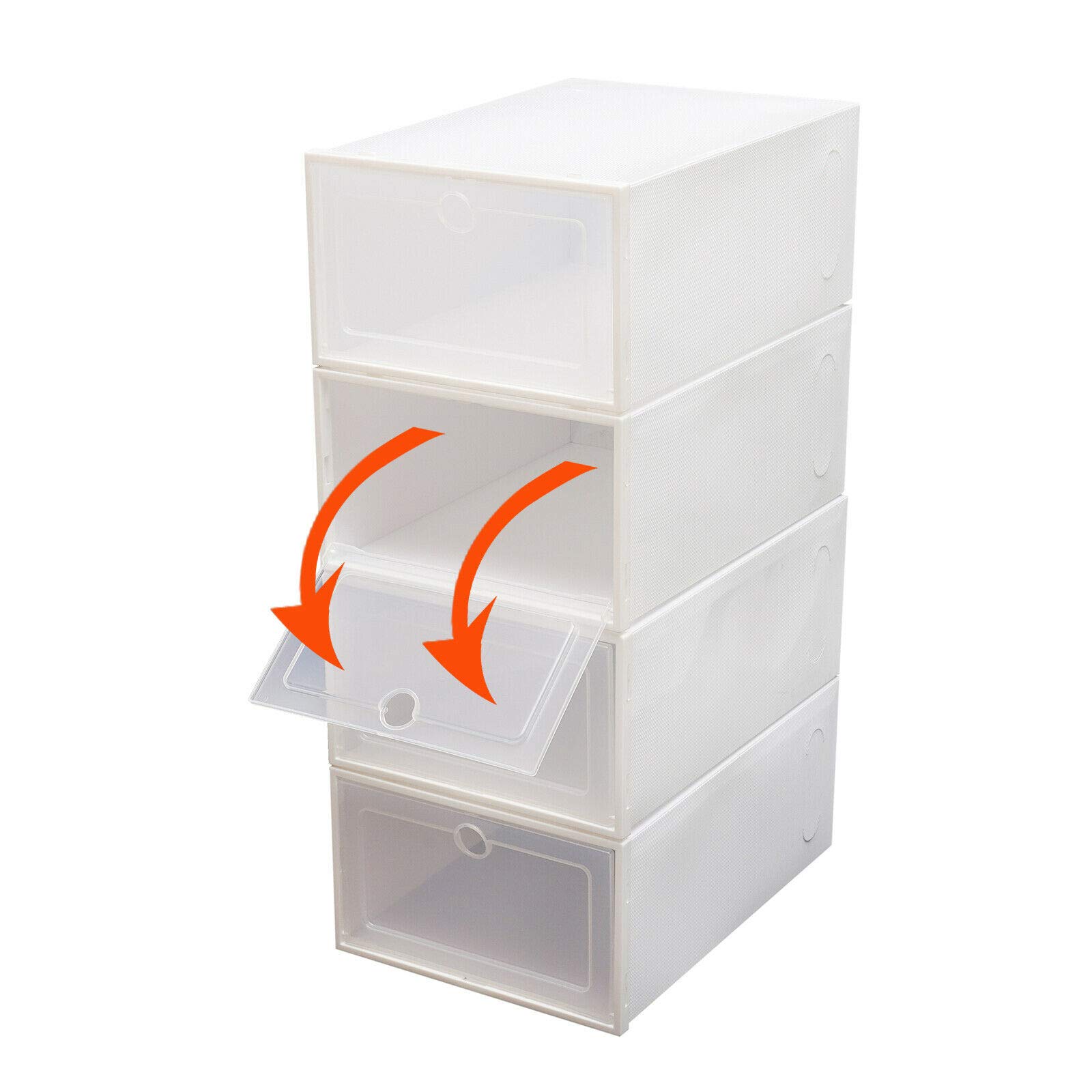 24 cajas para zapatos transparentes de plástico con tapa transparente, 33 × 23 × 14 cm, adecuadas para zapatos de mujer, hombre, niños