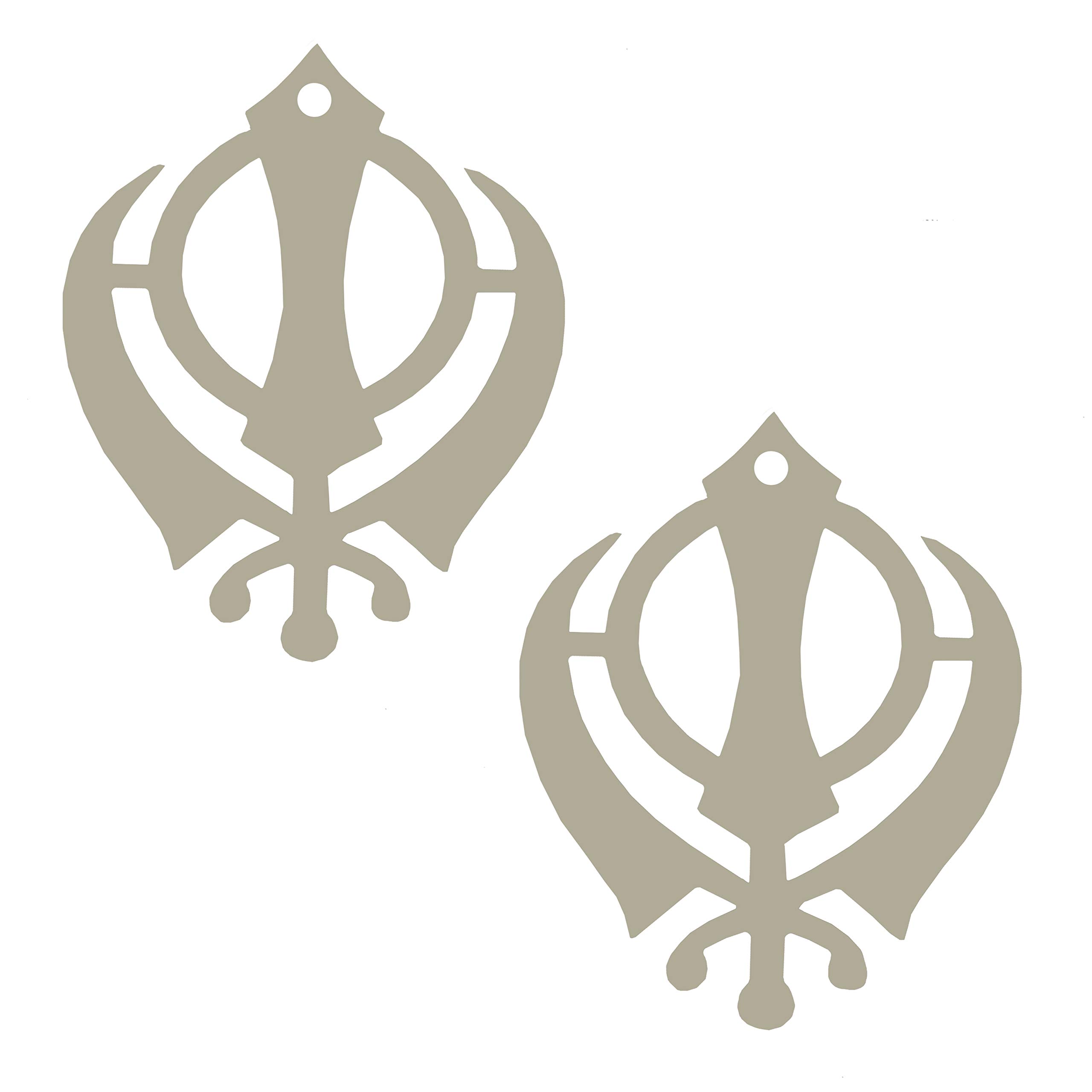 Divya Mantra Sikh Khanda for Car Home Wall Decor Temple Pooja Items Sacred Religious Decorative Showpiece Interior Hanging Accessories Puja Symbol Good Luck Charm - Double Sided, Silver - Set Of 2