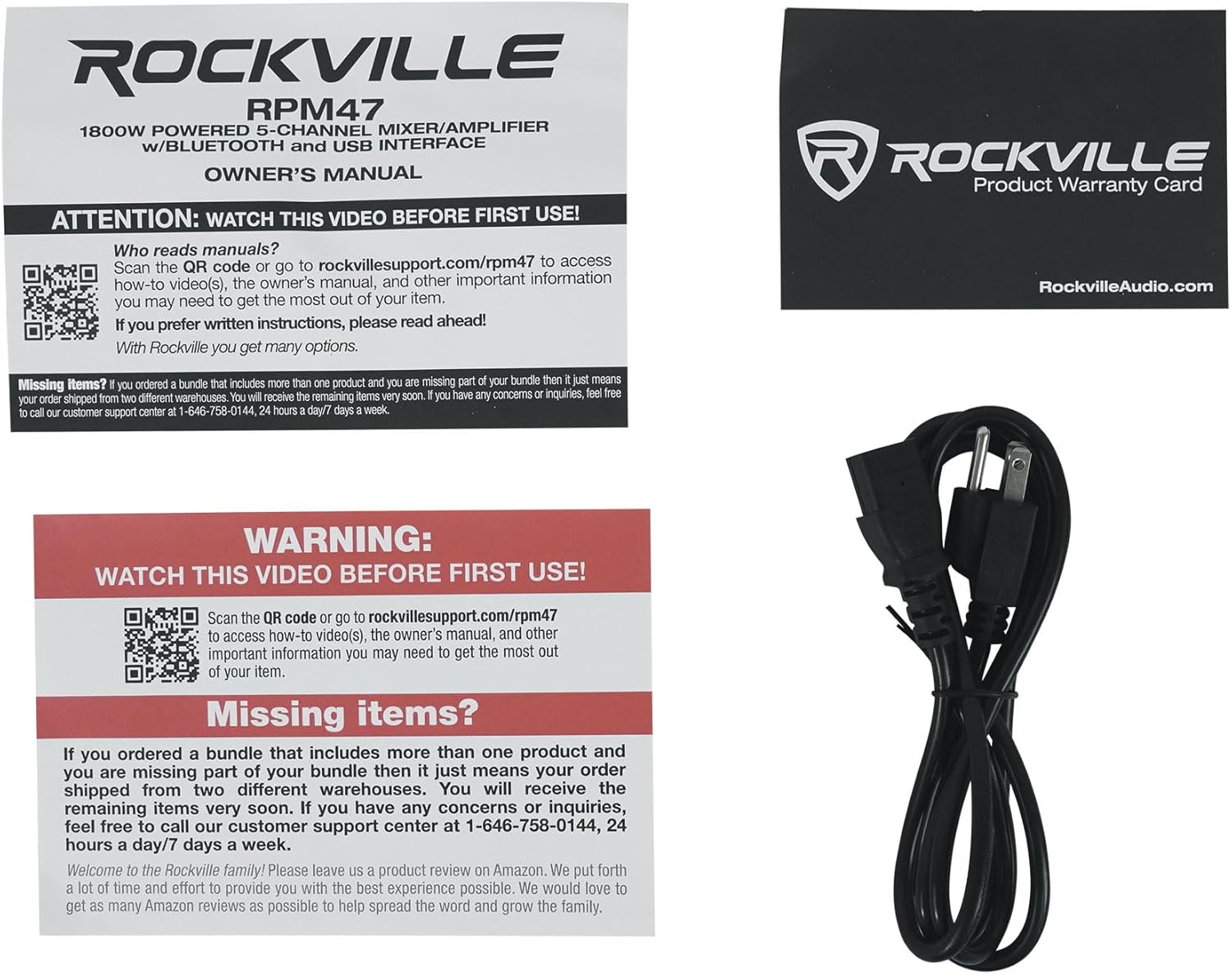 Rockville RPM47 1800w Powered 5 Channel Mixer Amplifier, 8 Ohm, Bluetooth, USB Interface, Digital Effects, 7-Band EQ, for Live Bands and Church Audio - Black