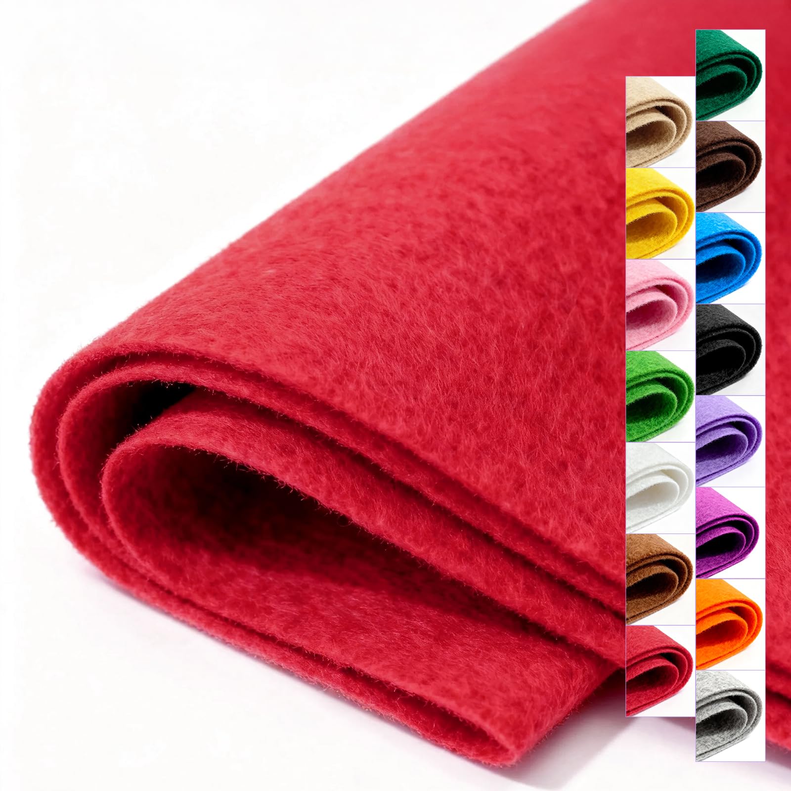 Red Stiff Felt Sheet 36'' X 36'', 1mm Large Felt Fabric Sheet for Crafts