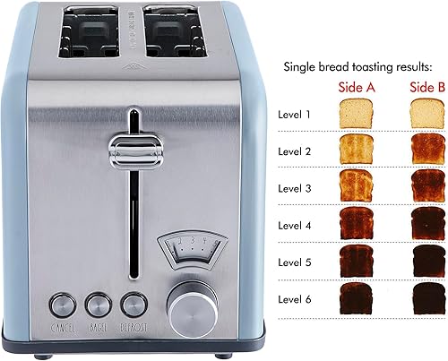 Miniatura 2 de Rae Dunn Tostadora, tostadora cuadrada de 2 rebanadas de acero inoxidable, ranura ancha con 5 niveles de bronceado, con opciones de bagel,