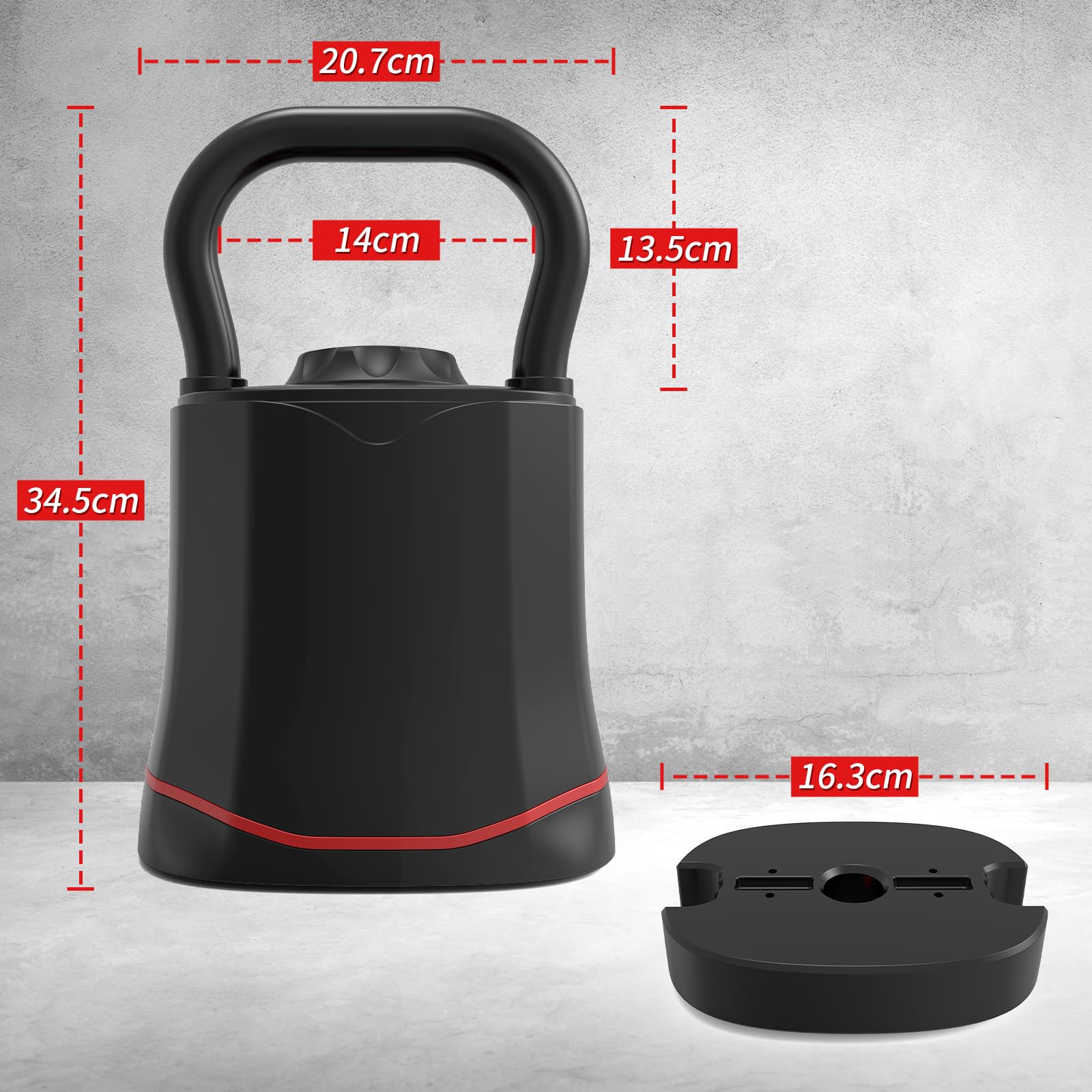 HXD-ERGO Kettlebell regolabile 6 in 1 (3 – 18 kg), peso a cambio rapido, impugnatura larga, bilanciere compatto per la casa e la palestra