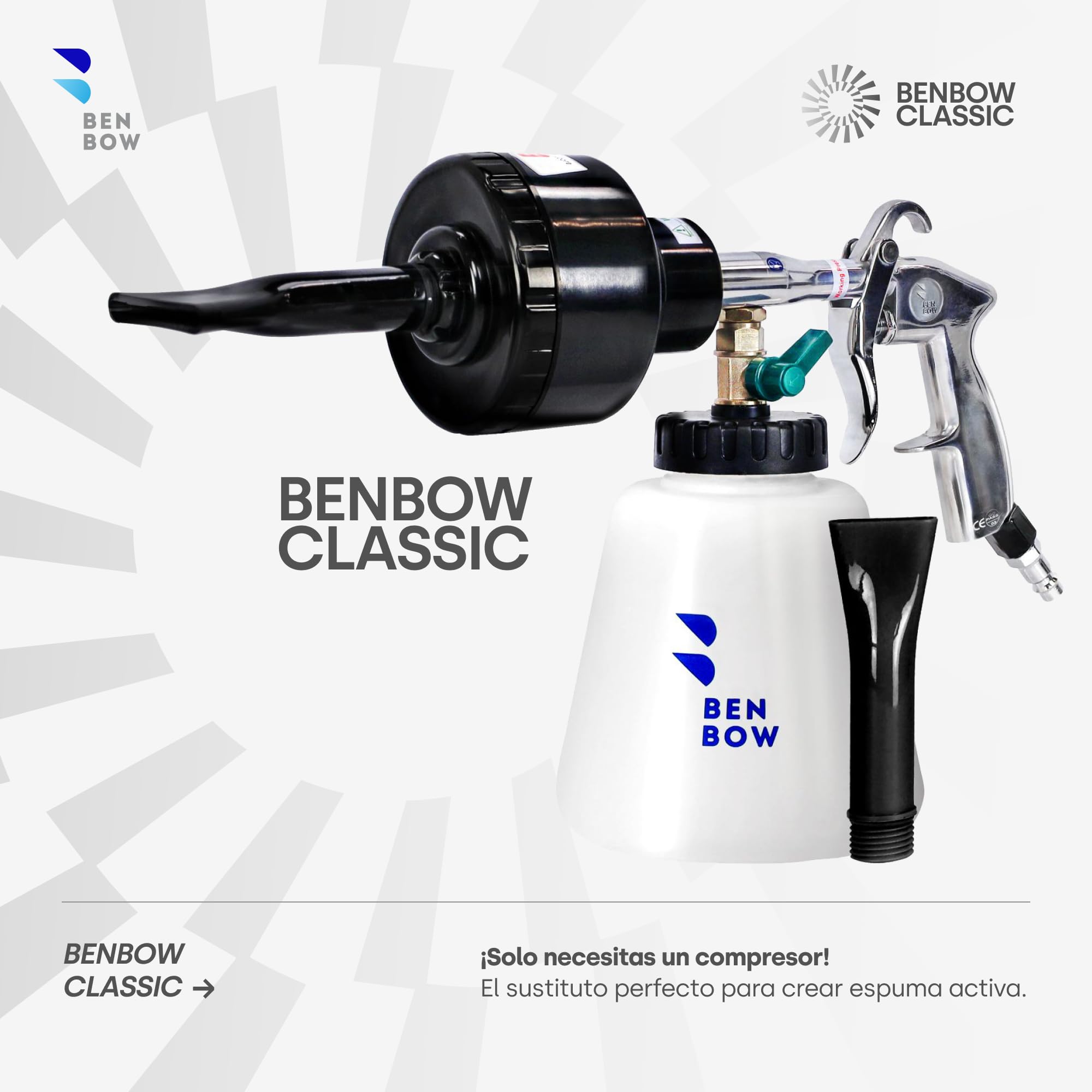 BenBow Pistola de Espuma de Aire comprimido Black – para una pre-Limpieza efectiva de Coches, Barcos y Motocicletas – práctica Pistola de Espuma – Ideal para Profesionales del detallado de vehículos