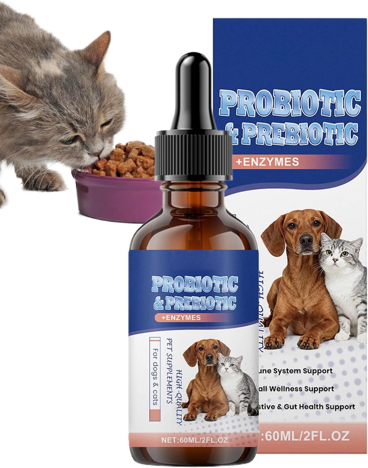 – Dog Health | 60ml Pet Food Gut Nutrients | Nutritional Supplements for Dog - for Puppies Small Medium Large Breeds Internal Balance Proper Development Itchy Skin