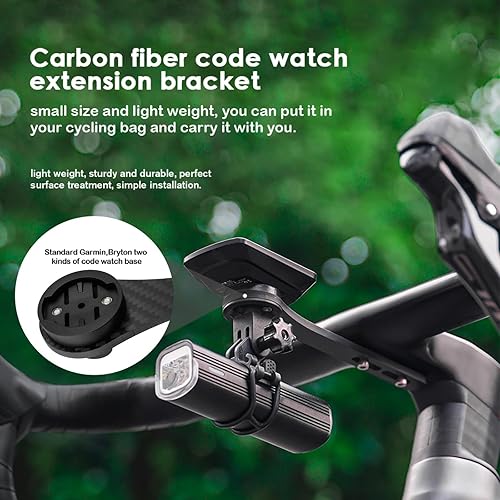 Miniatura 4 de Mesee Montaje frontal para bicicleta, montaje en computadora de bicicleta de carretera, montaje en computadora de fibra de carbono, extensión de