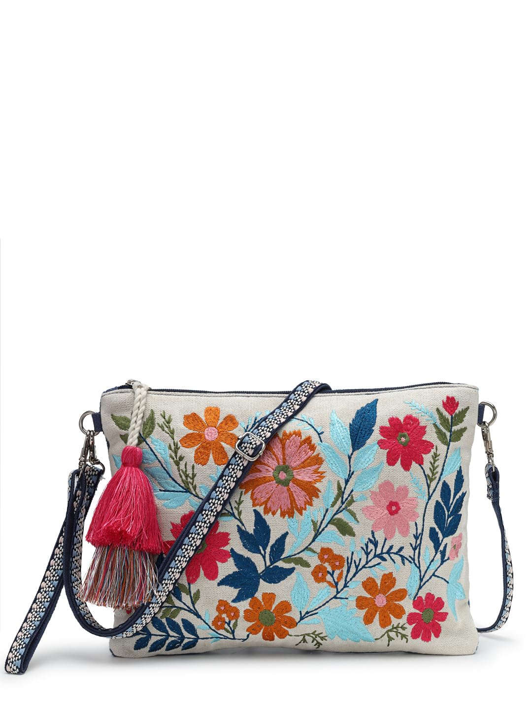 Thread Bloom Canvas Embroidered Sling Bag for Women | Perfect for Daily Use & Outings-image-10