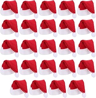FOMIYES Mini Santa Hat, 24Pcs Christmas Hats Craft Santa Gnome Hats Wine Bottles Cover for Home Christmas Decor Table Dinner Decorations (Red White)