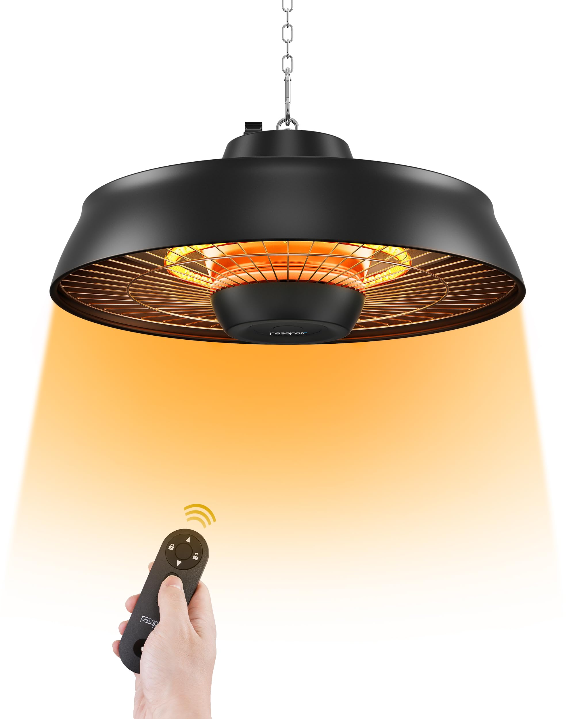 Pasapair Patio Heater - 1500W Outdoor Hanging Heater 3S Fast Heating with Remote - Adjustable Height Waterproof Infrared Mounted Heater for Gazebo Garage - ETL Certified