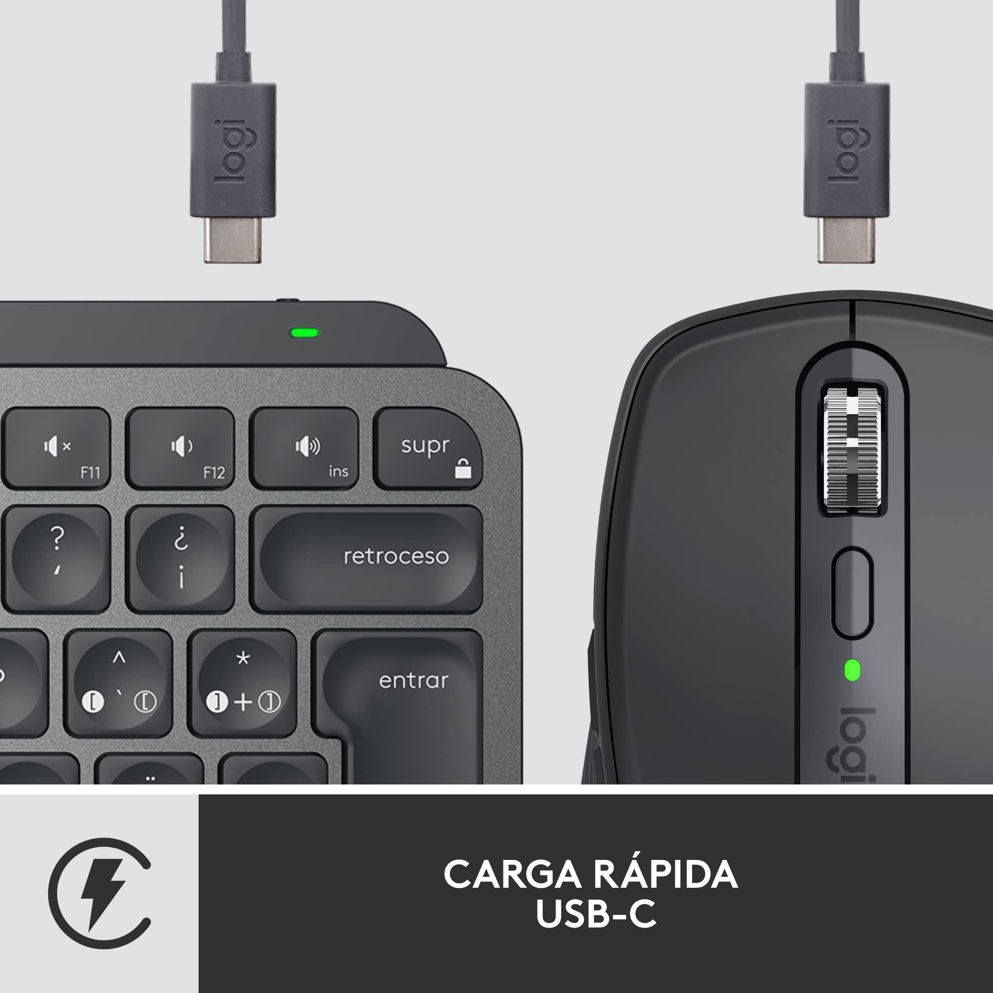 Logitech MX Keys Mini Combo para Empresas, Compacto, Teclado y ratón inalámbricos, tecnología Logi Bolt, Bluetooth, Certificado para Windows/Mac/Chrome/Linux - Gris