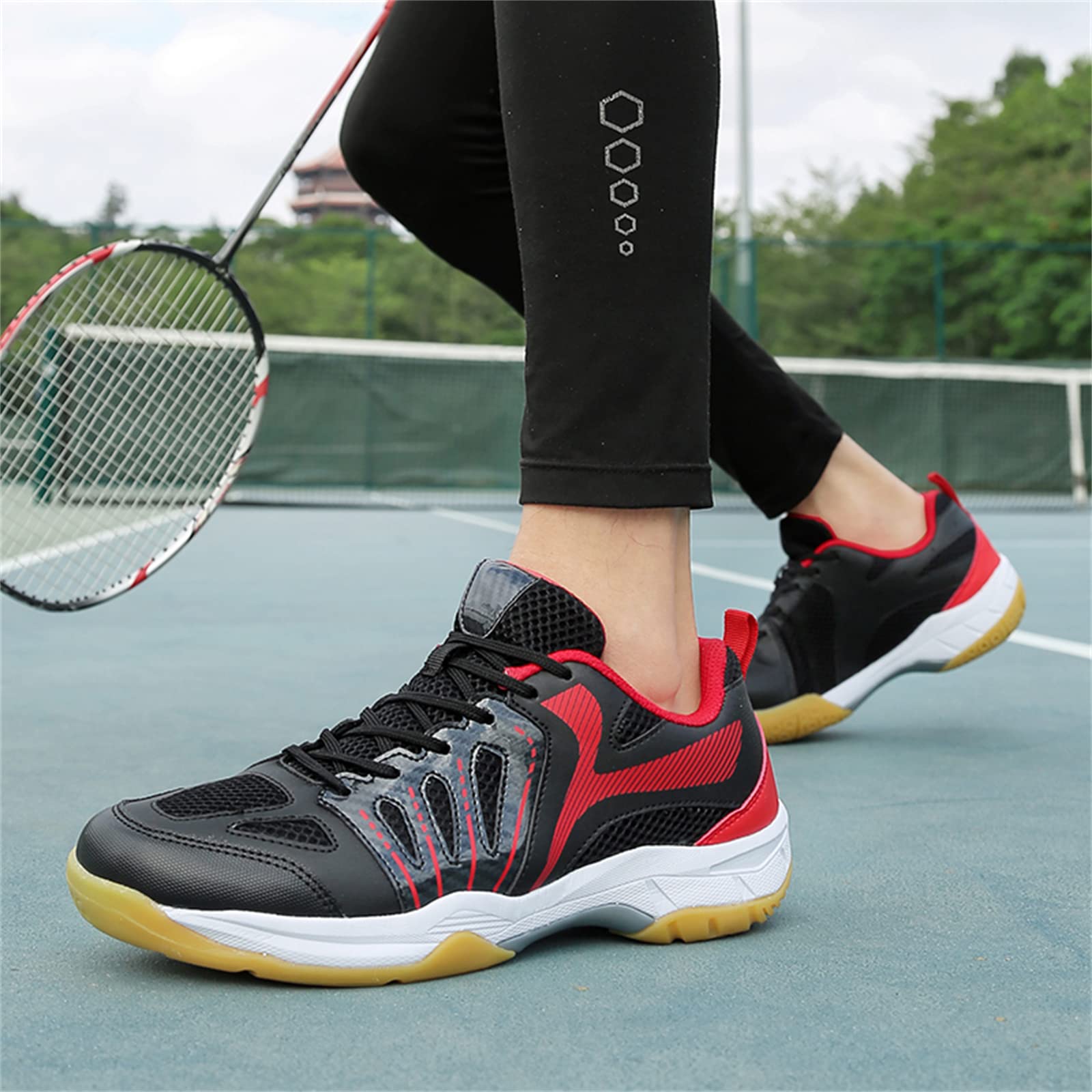 JiuQing Buty do badmintona Męskie damskie lekkie trampki do tenisa Pickleball oddychające tłumiące buty do chodzenia