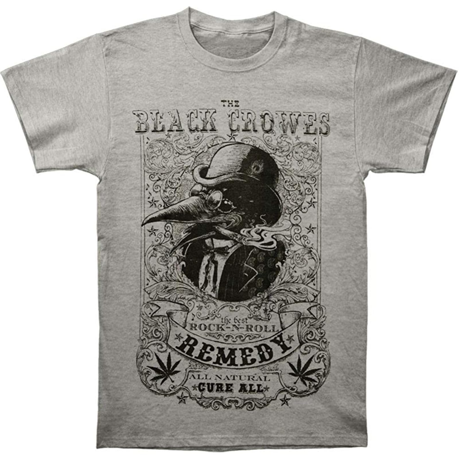 Saturnin&Pd Unisex Grey Black Crowes Men's Remedy Slim Fit T Shirt M
