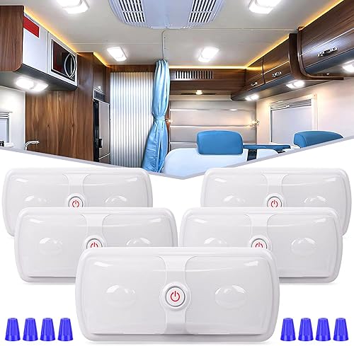 Miniatura 10 de Nilight 2 luces interiores de RV de 12 V-24 V luces LED de techo de doble cúpula con interruptor de encendido y apagado iluminación interior blanco