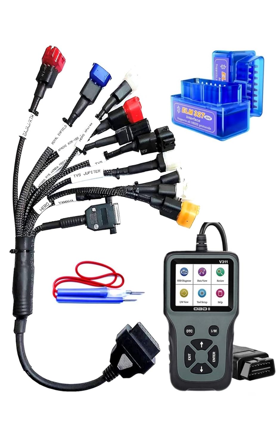 Bs6 bike cable 11 cord cable fast connectivity (black) with ELM obd scanner & v311 scanner free