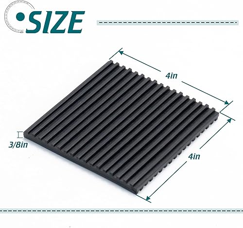 Miniatura 2 de Daisypower Almohadillas de aislamiento antivibraciones, paquete de 4 almohadillas de goma de 4 x 4 x 3/8 pulgadas, amortiguador de vibraciones,