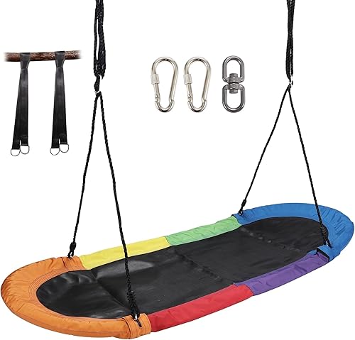 RedSwing Columpio de platillo de 65 pulgadas para niños, columpio de plataforma gigante para patio de juegos al aire libre, columpio de surf ovalado