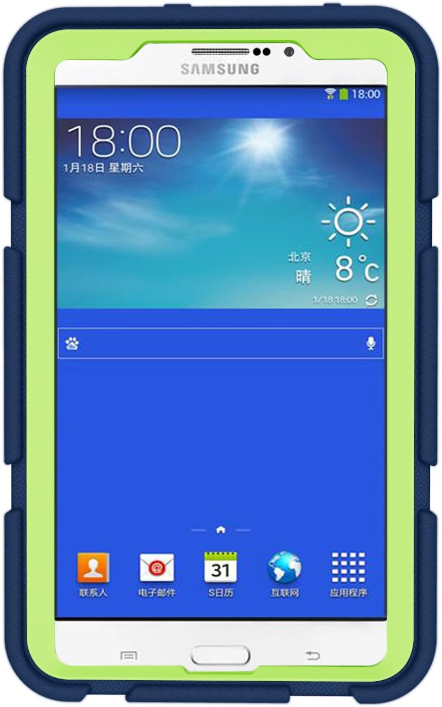 Hocase Galaxy Tab E Lite 7.0 Case, Rugged Heavy Duty Kids Proof Protective Case for Galaxy Tab E Lite 7.0 [SM-T113NDWAXAR/SM-T113NYKAXAR] 2016 - Navy Blue/Lime Green