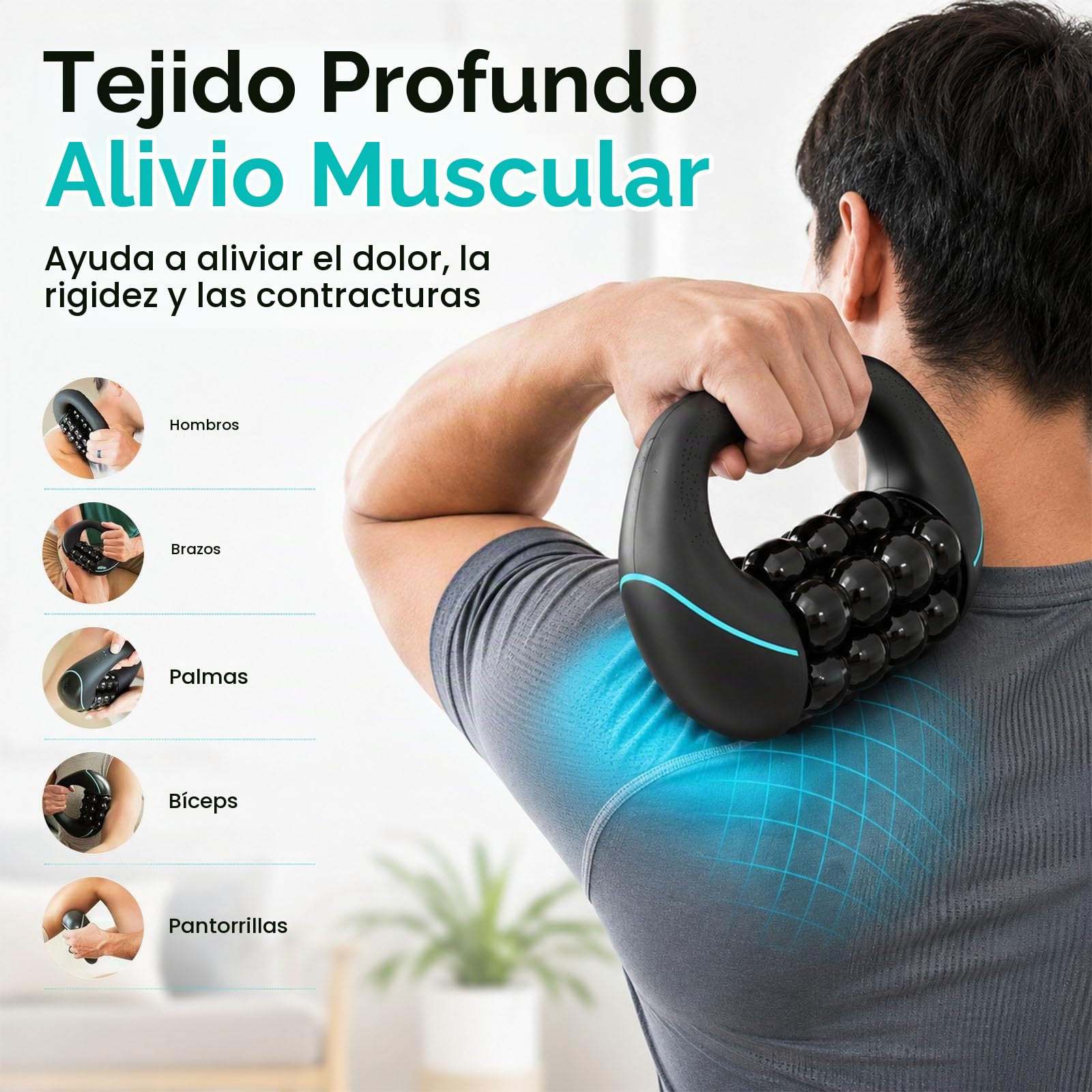 Masajeador De Rodillos Compacto, Masajeador Eléctrico | Tres Niveles De Potencia De Rotación, Para Masajes Locales En Todo El Cuerpo,Alivia la fatiga muscular en cualquier lugar