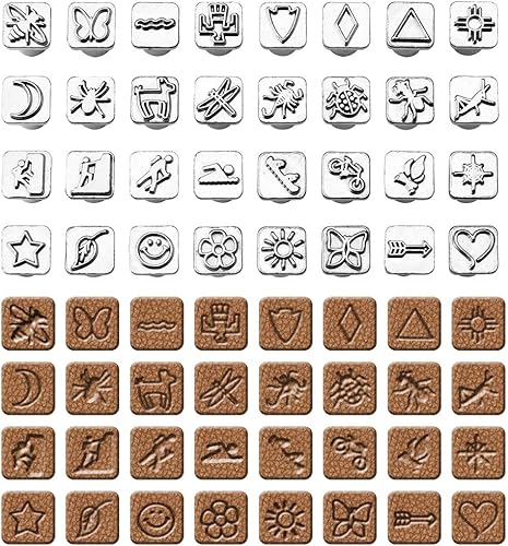 Miniatura 5 de Juego de 33 herramientas de estampado de cuero 32 sellos de cuero  1 mango de estampado para manualidades de cuero juego de sellos de herramientas