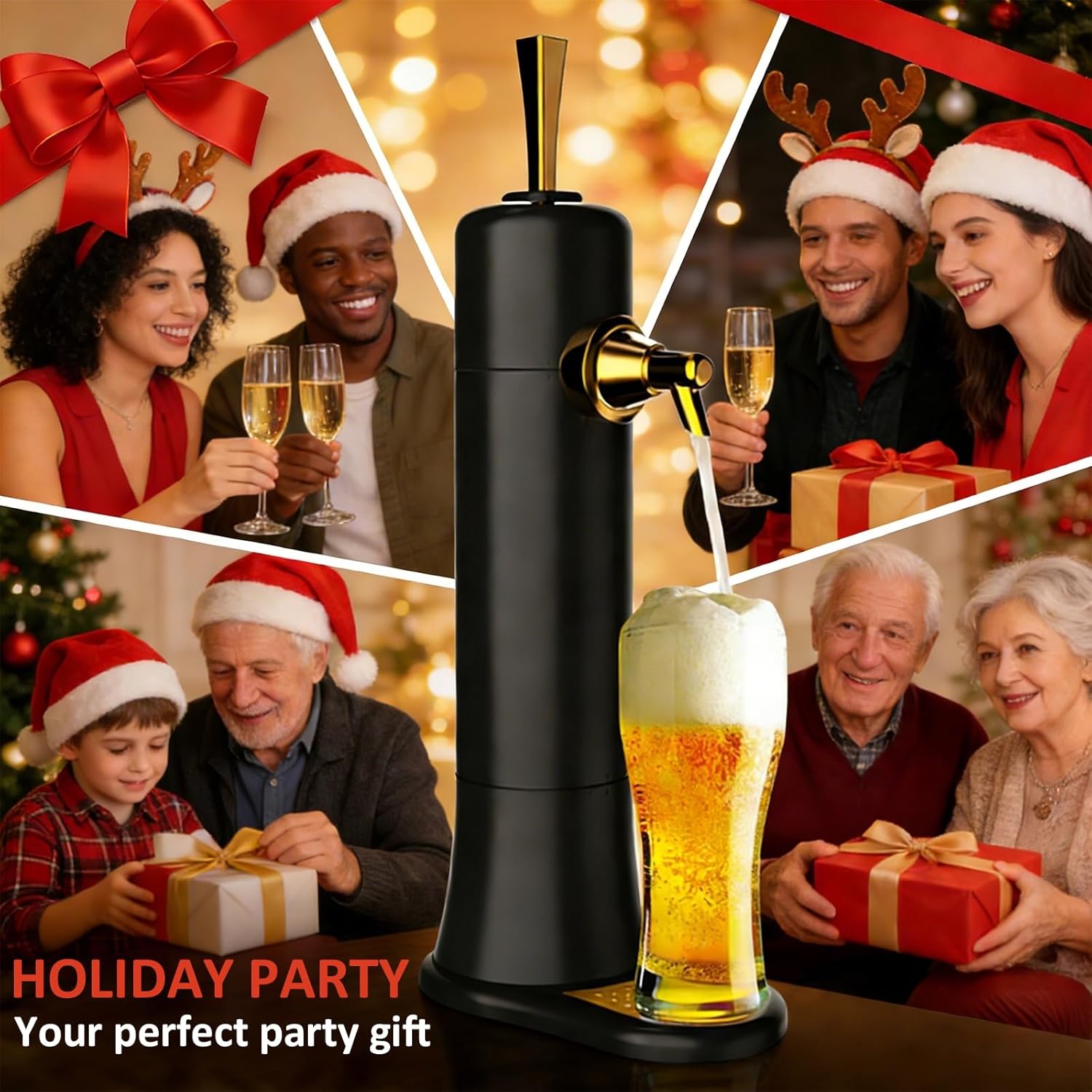 Draft Beer Dispenser,Beer Kegerator,Draft Pour and Ultra Fine Foam Covering Top,Countertop Liquor Beer Dispenser for Home Bars,Mini Kegerator Suitable for Can and Bottles,for Men,Husband