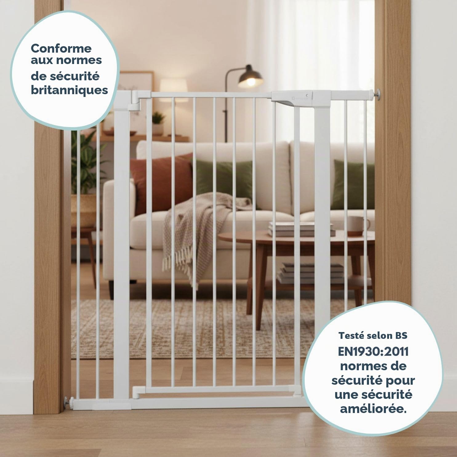 Venture - Barrière de sécurité Q-Fix à Fixation par Pression Extra-Haute pour Animal Domestique, Ouverture à 90 ° dans Les Deux Sens, Fermeture Automatique (75-84 cm de Large, 110 cm de Haut)